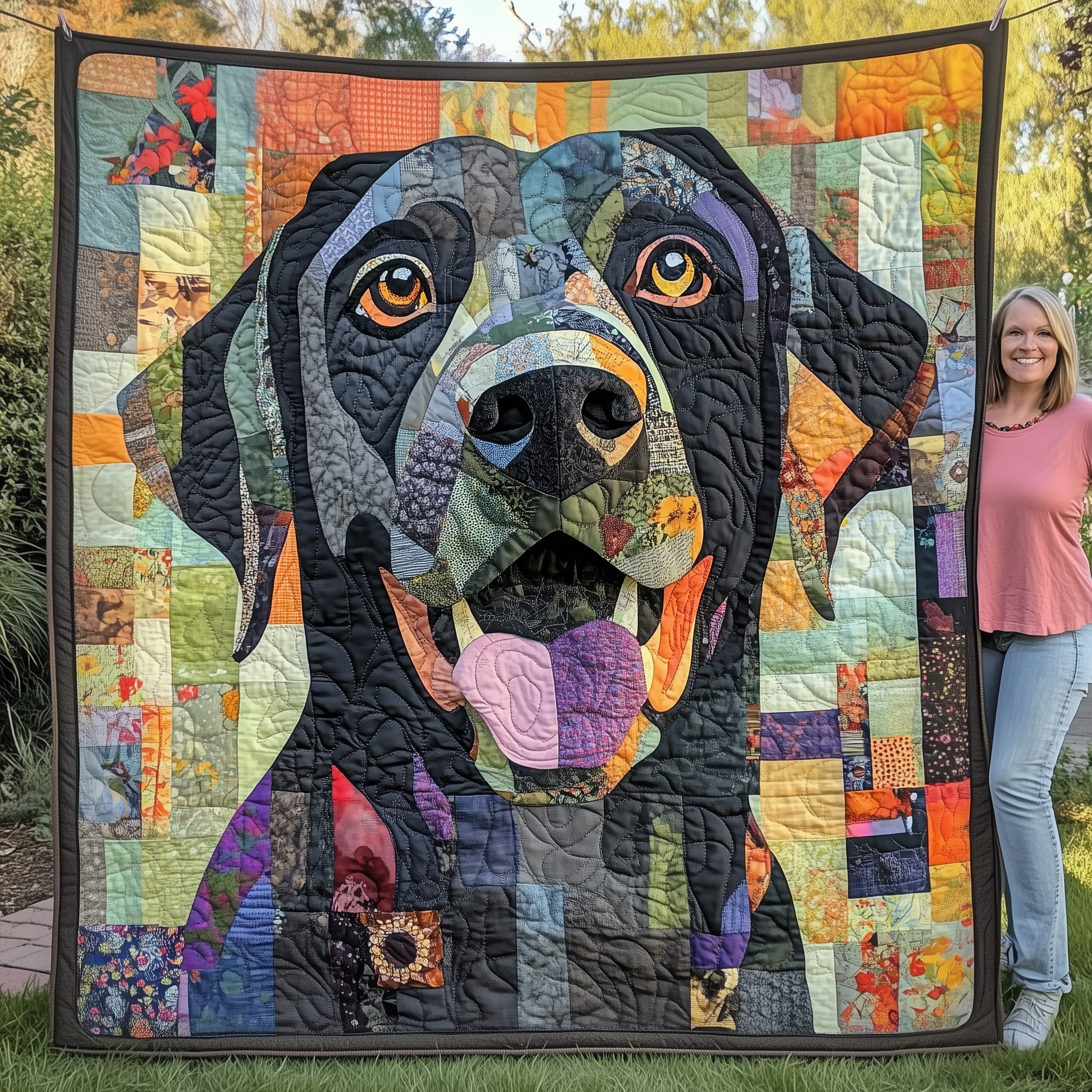 Black Labrador Quilted Blanket Throw Blankets For Couch Good Presents For Dog Lovers Black Labrador Quilted Blanket Throw Blankets For Couch Good Presents For Dog Lovers