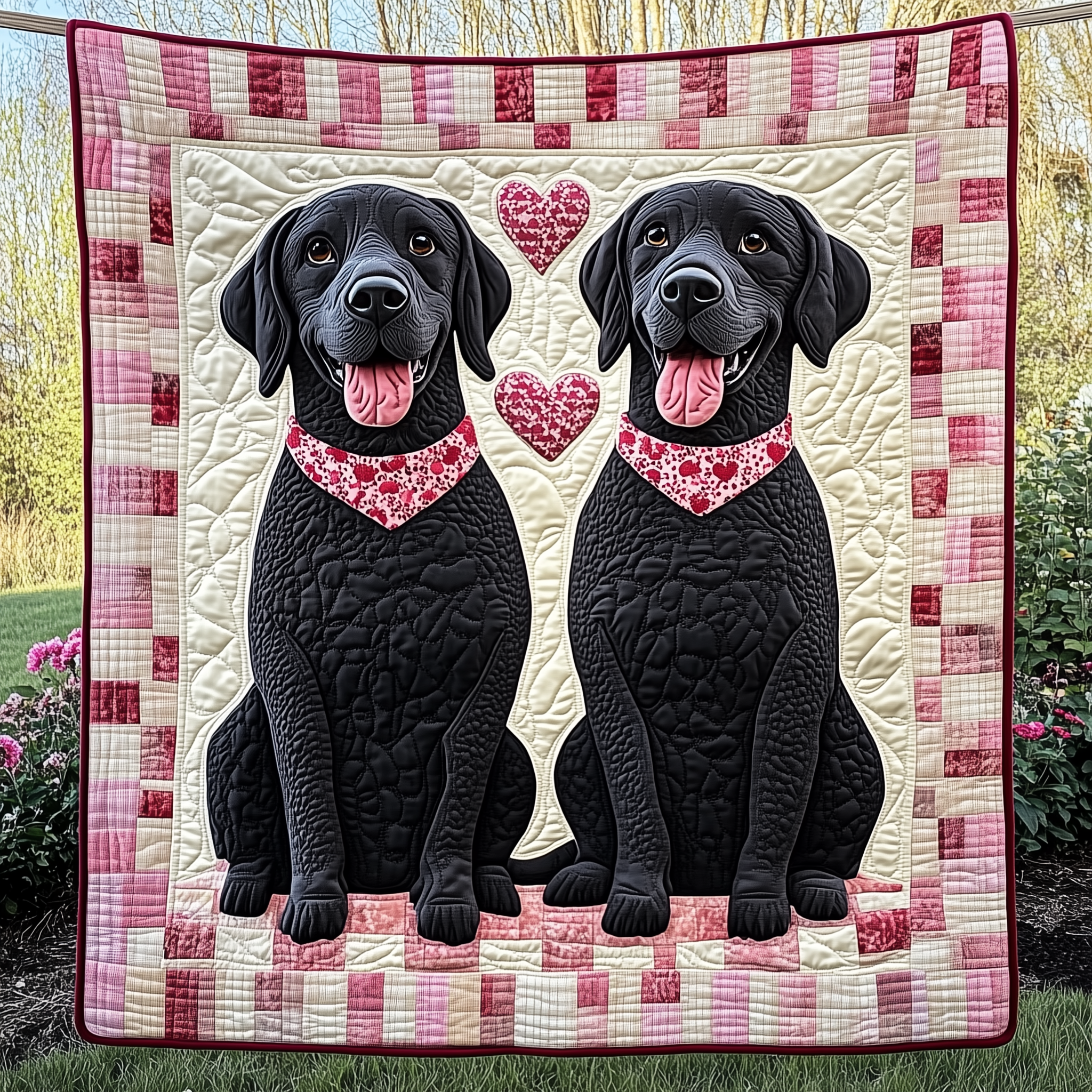 Black Labrador Valentine Quilted Blanket Throw Blankets For Couch Gifts For People With Dogs Black Labrador Valentine Quilted Blanket Throw Blankets For Couch Gifts For People With Dogs
