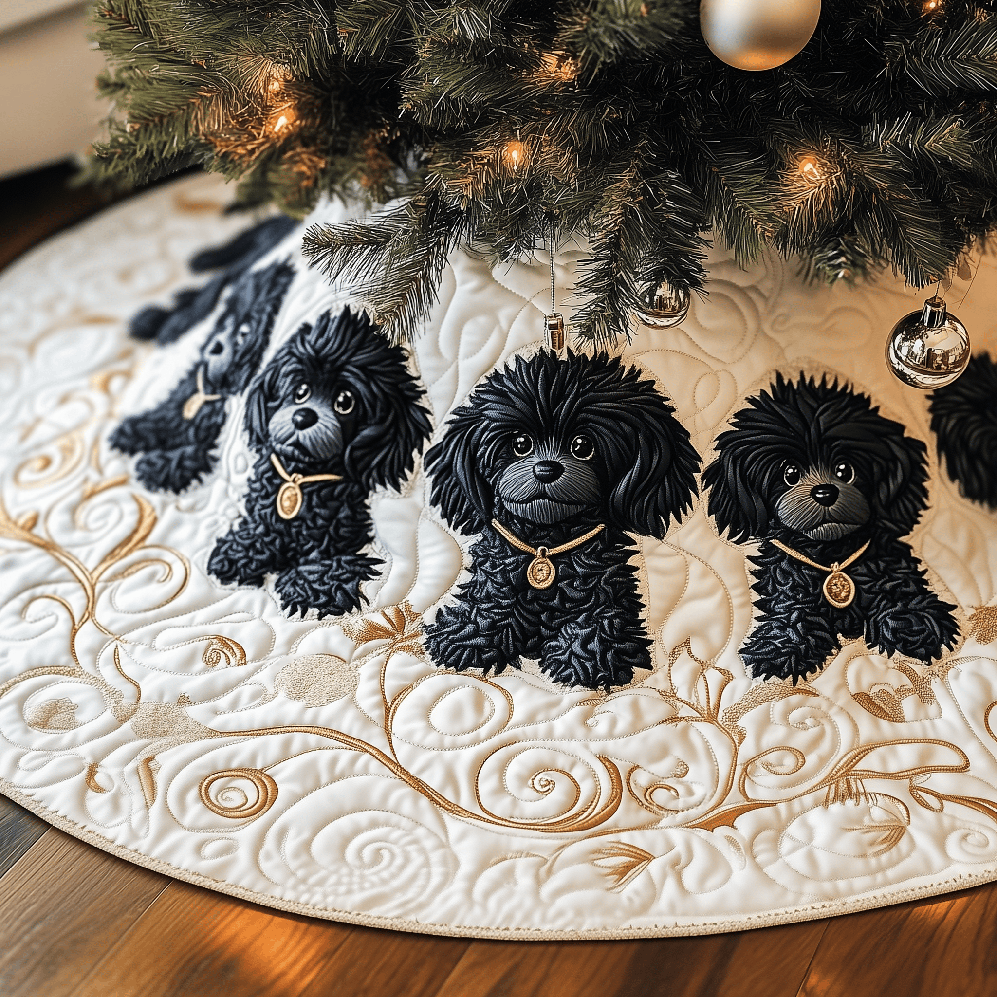 Black Poodle Quilted Tree Skirt Celebrate Simplicity and Style with a Protective Tree Skirt Black Poodle Quilted Tree Skirt Celebrate Simplicity and Style with a Protective Tree Skirt