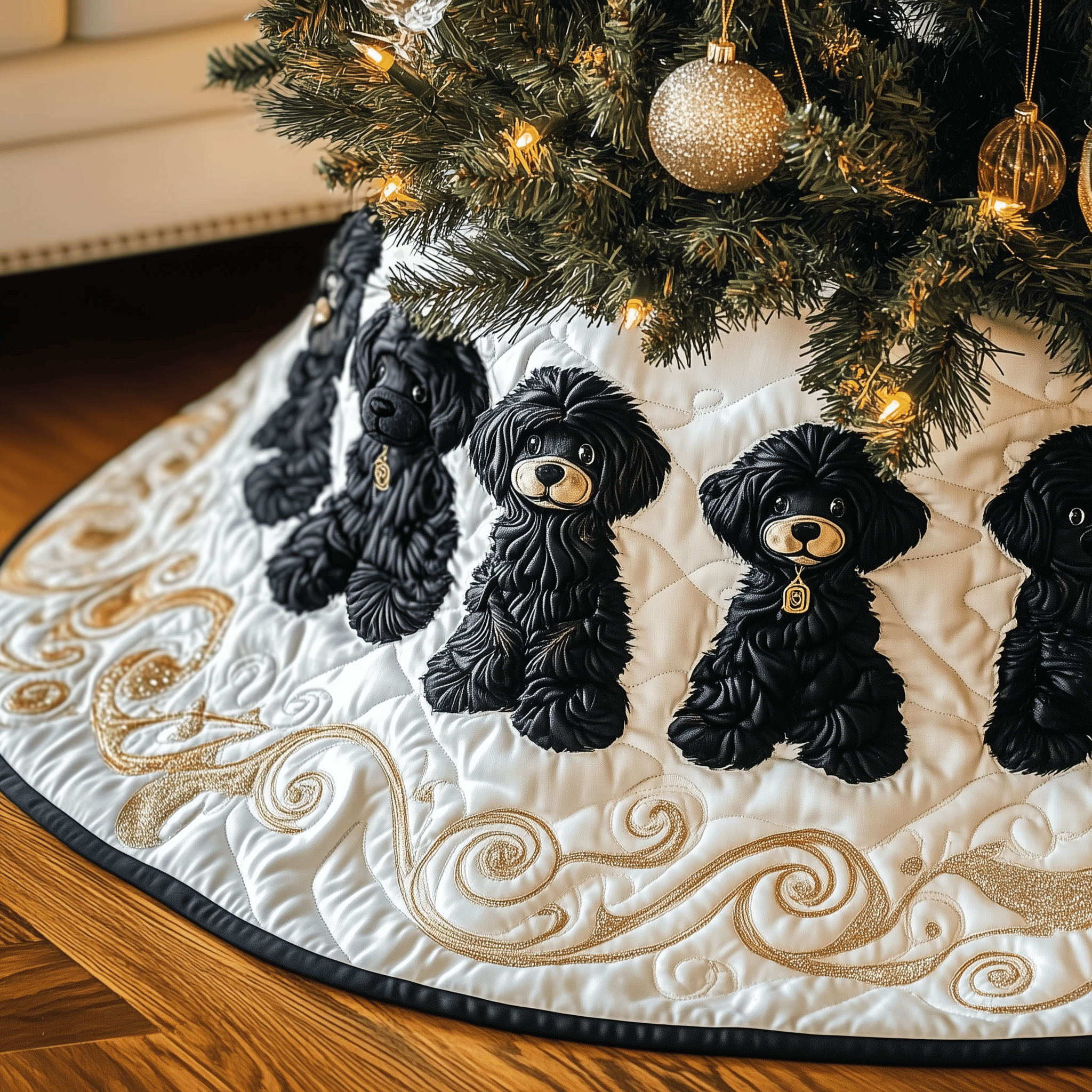 Black Poodle Quilted Tree Skirt Feel the Holidays Begin with a Safe and Stunning Tree Skirt Black Poodle Quilted Tree Skirt Feel the Holidays Begin with a Safe and Stunning Tree Skirt