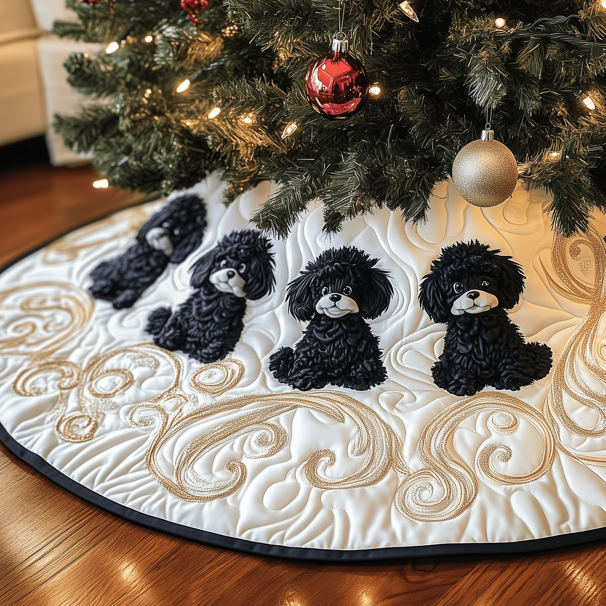 Black Poodle Quilted Tree Skirt Feel Your Home Glow with a Beautiful Tree Skirt Black Poodle Quilted Tree Skirt Feel Your Home Glow with a Beautiful Tree Skirt