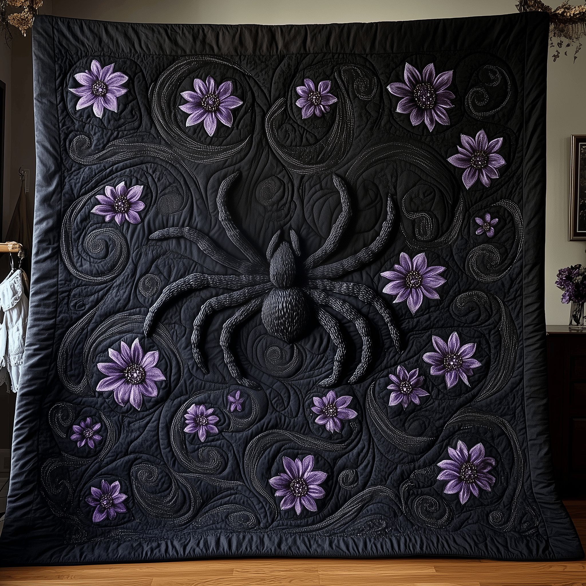Black Spider Quilted Blanket Feel the Heart of Home with a Blanket That Embraces All Black Spider Quilted Blanket Feel the Heart of Home with a Blanket That Embraces All