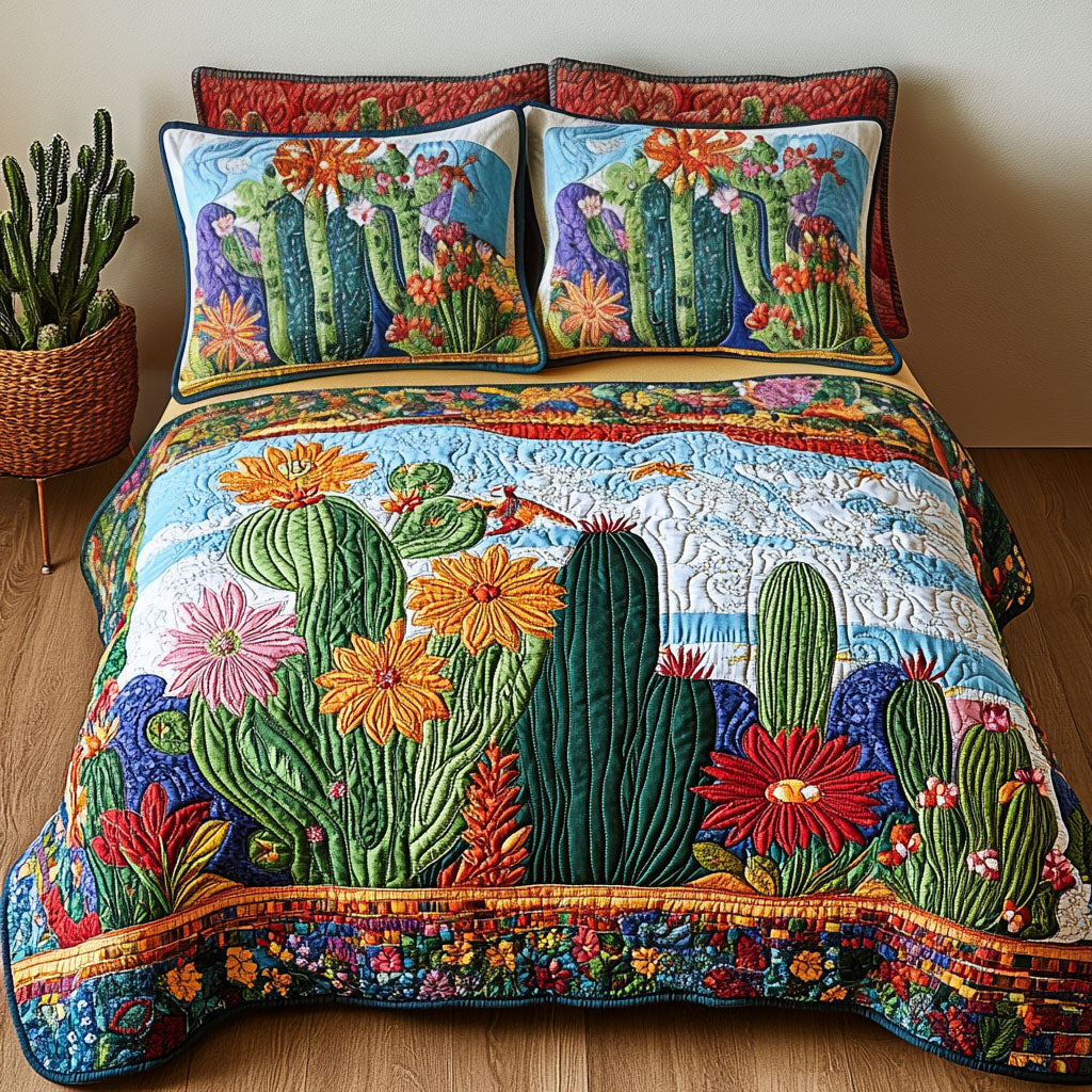 Blooming Horizons Quilted Bedding Set Unique Cactus Gifts Blooming Horizons Quilted Bedding Set Unique Cactus Gifts