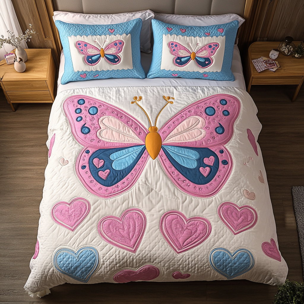 Blossom Wings Quilted Bedding Set Butterfly Gifts For Friends Blossom Wings Quilted Bedding Set Butterfly Gifts For Friends