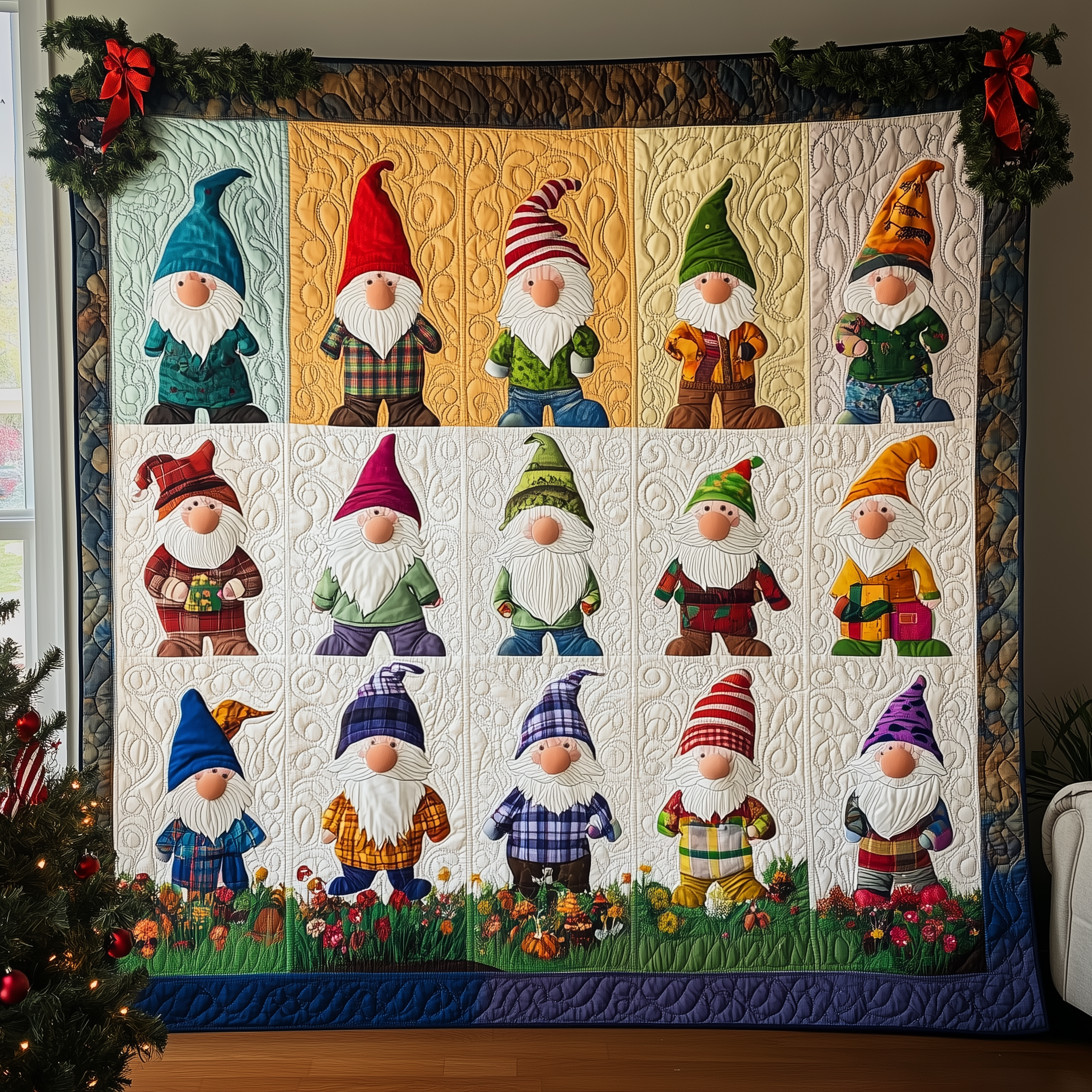Blue Christmas Gnomes Quilted Blanket Feel the Bond of Home with Our Family-Friendly Blanket Blue Christmas Gnomes Quilted Blanket Feel the Bond of Home with Our Family-Friendly Blanket