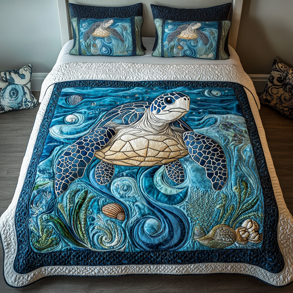 Blue Haven Quilted Bedding Set Sea Turtle Gift Ideas Blue Haven Quilted Bedding Set Sea Turtle Gift Ideas