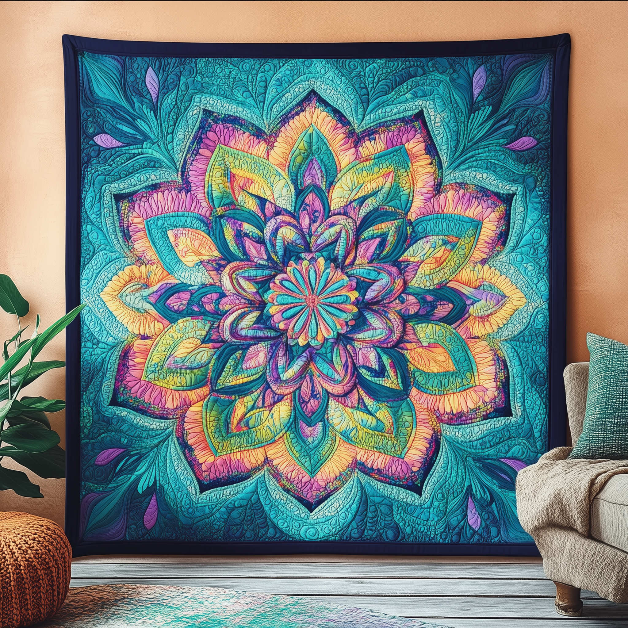 Blue Mandala Quilted Blanket Feel the Elegance of a Blanket That's Truly Yours Blue Mandala Quilted Blanket Feel the Elegance of a Blanket That's Truly Yours