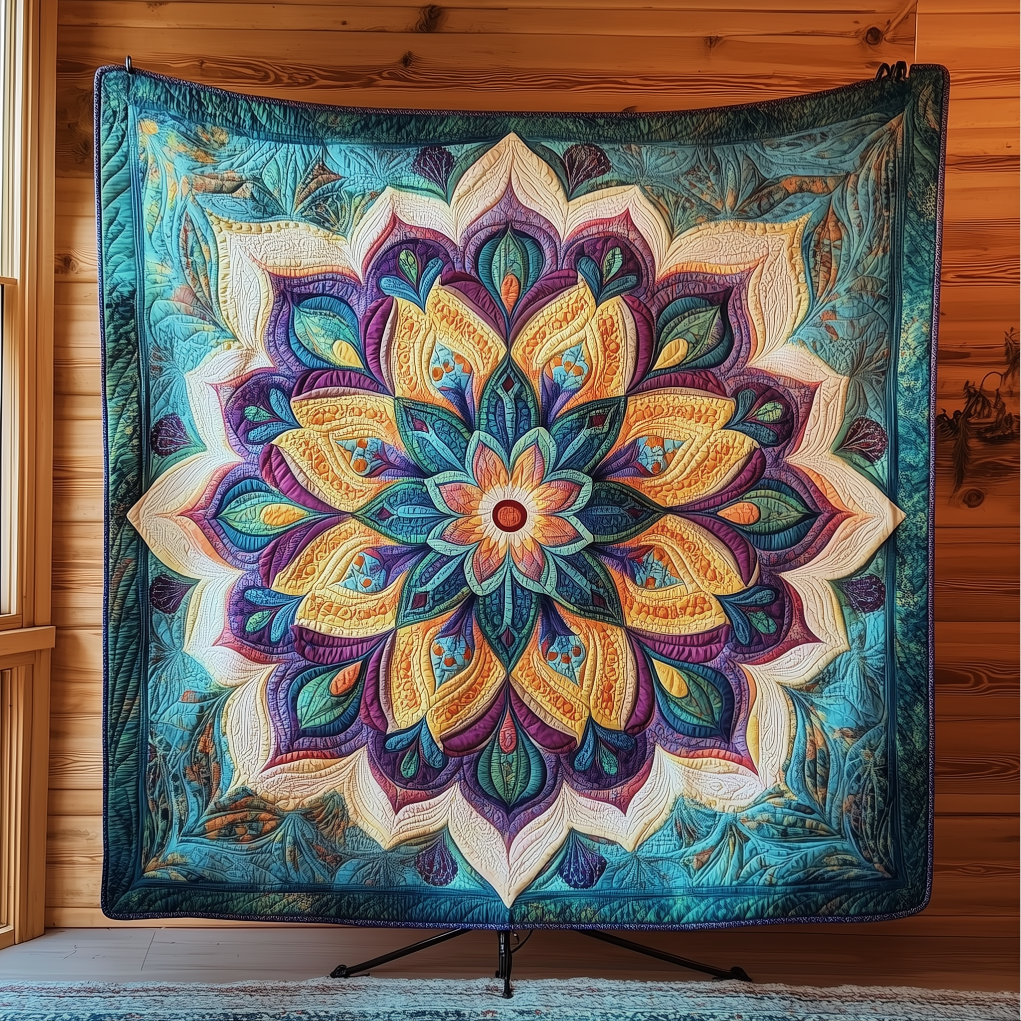Blue Mandala Quilted Blanket Feel the Luxury of a Blanket That Stands Out Blue Mandala Quilted Blanket Feel the Luxury of a Blanket That Stands Out
