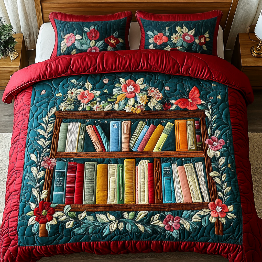 Bookworm Bliss Quilted Bedding Set Christmas Presents For Book Lovers Bookworm Bliss Quilted Bedding Set Christmas Presents For Book Lovers