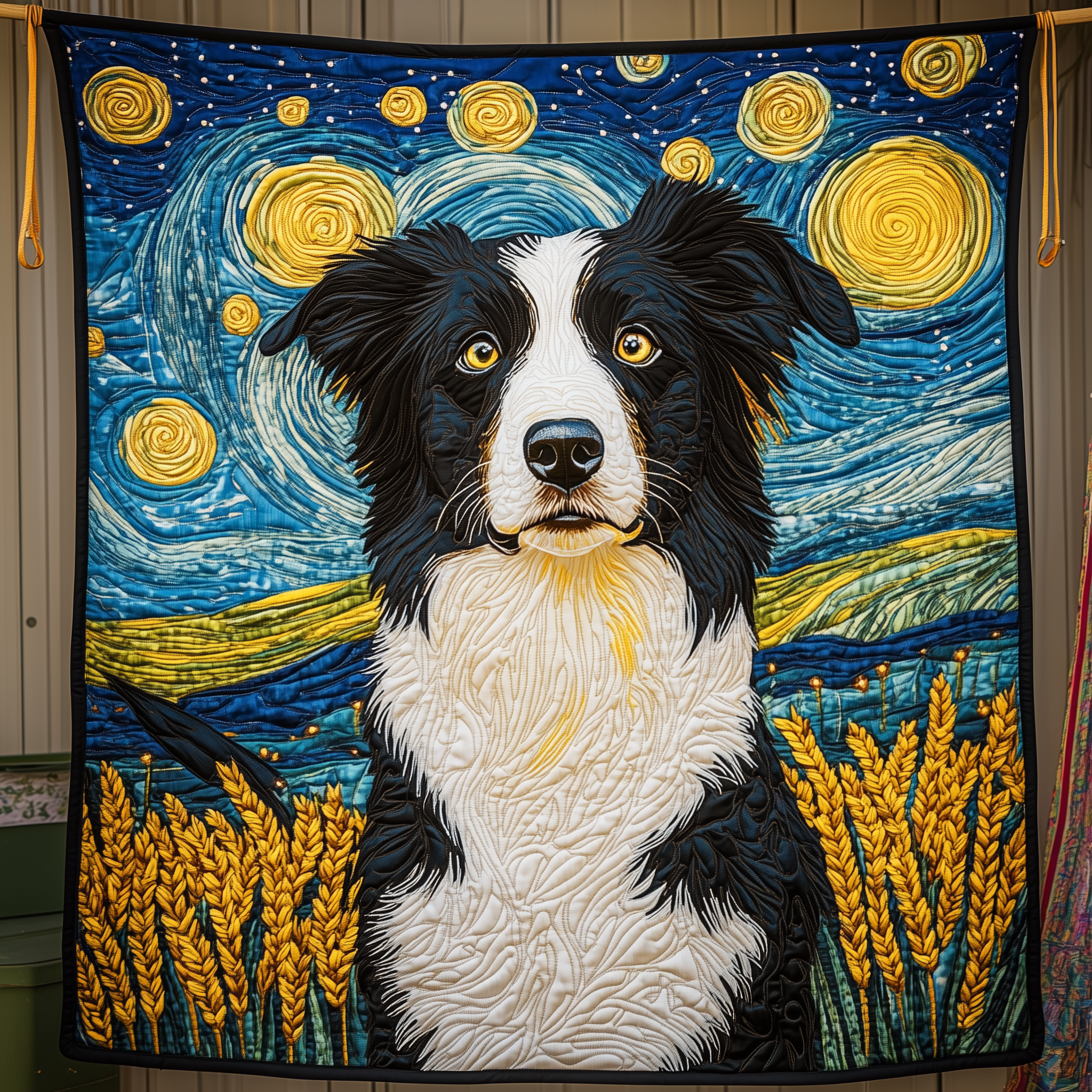 Border Collie Starry Night Quilted Blanket Feel the Versatility of a Blanket That Adapts to You Border Collie Starry Night Quilted Blanket Feel the Versatility of a Blanket That Adapts to You
