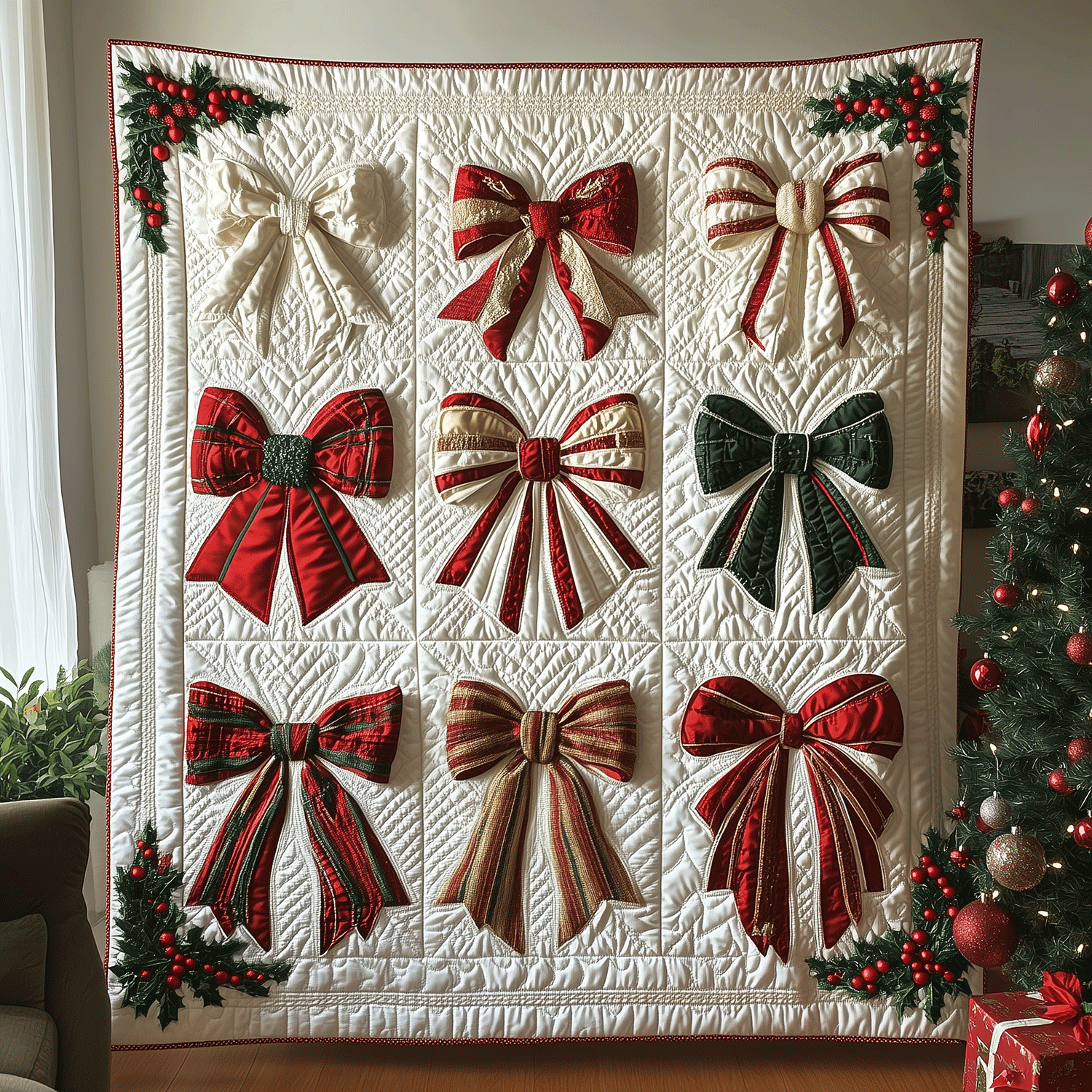 Bowtastic Christmas Quilted Blanket Christmas Gifts For Sons Girlfriend Bowtastic Christmas Quilted Blanket Christmas Gifts For Sons Girlfriend