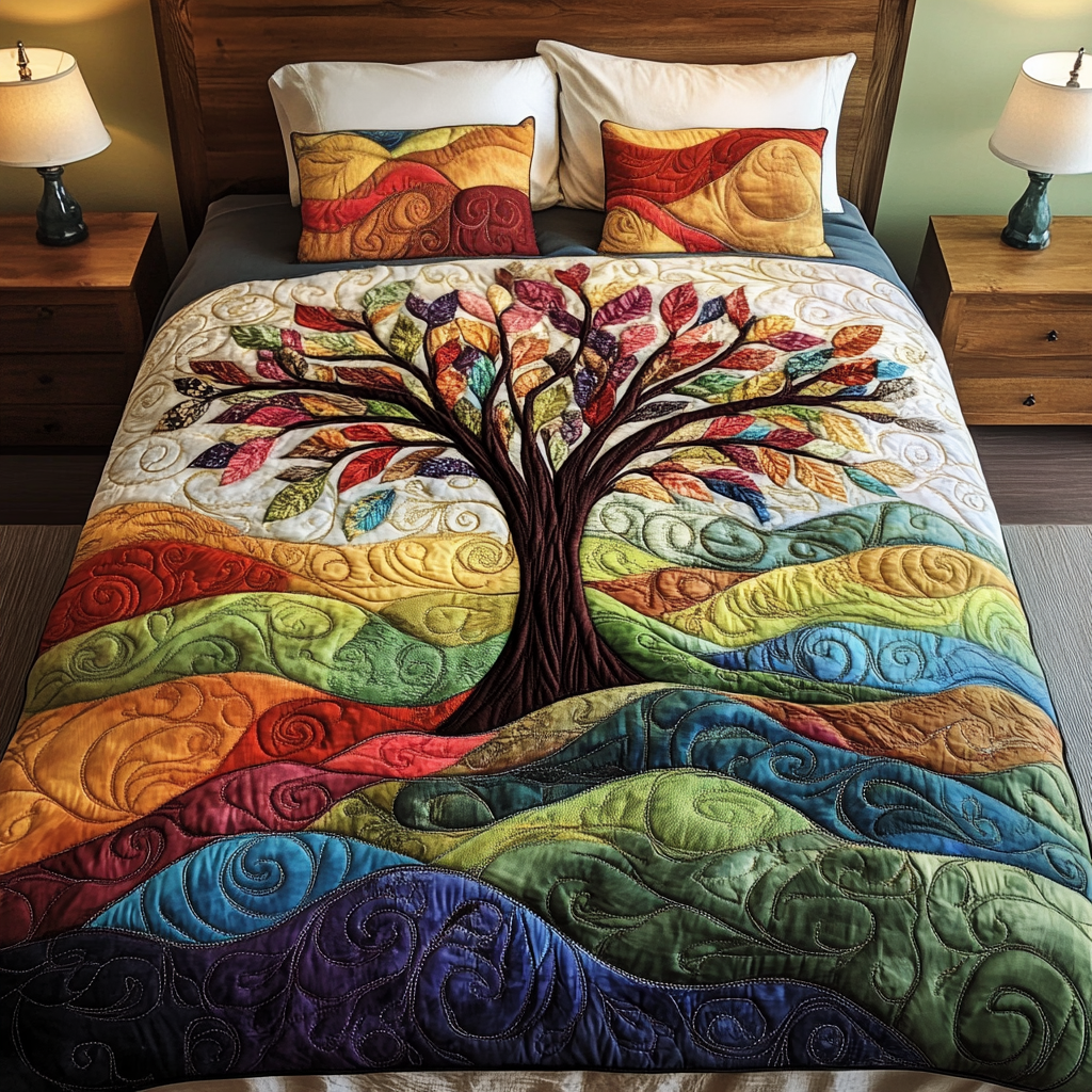 Branching Hope Quilted Bedding Set Xmas Gifts For Family Branching Hope Quilted Bedding Set Xmas Gifts For Family