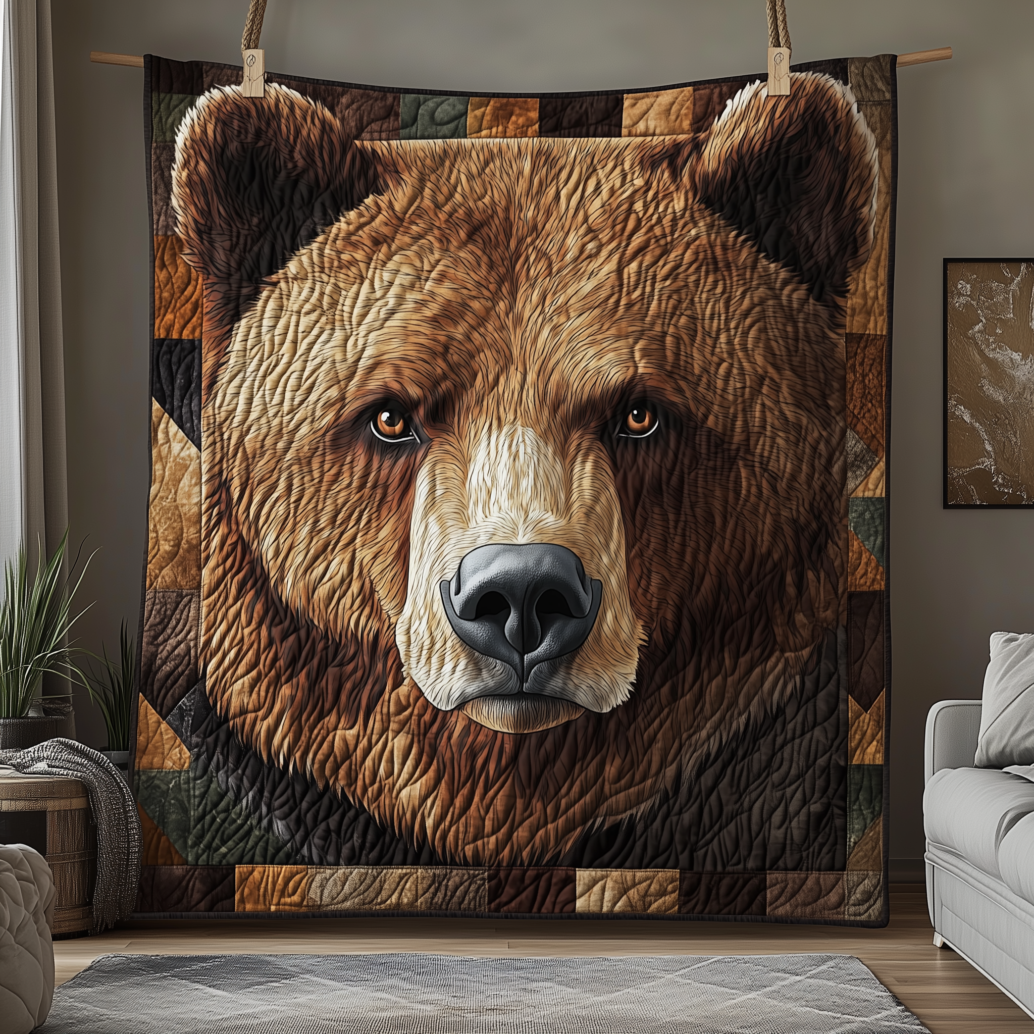 Brave Bear Quilted Blanket Cute Unique Blanket Item Merch Bear Themed Gifts Brave Bear Quilted Blanket Cute Unique Blanket Item Merch Bear Themed Gifts