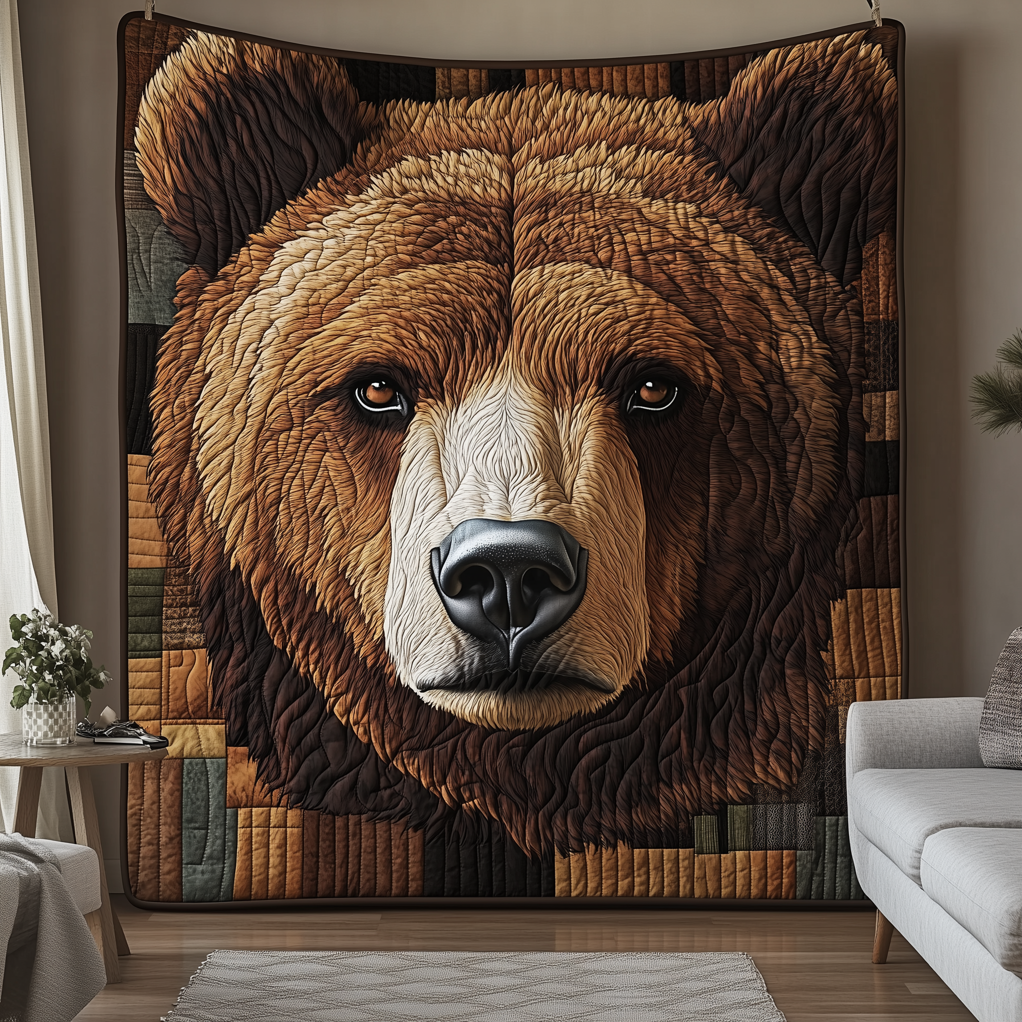 Brave Bear Quilted Blanket Cute Unique Blanket Item Merch Presents For Bear Lovers Brave Bear Quilted Blanket Cute Unique Blanket Item Merch Presents For Bear Lovers
