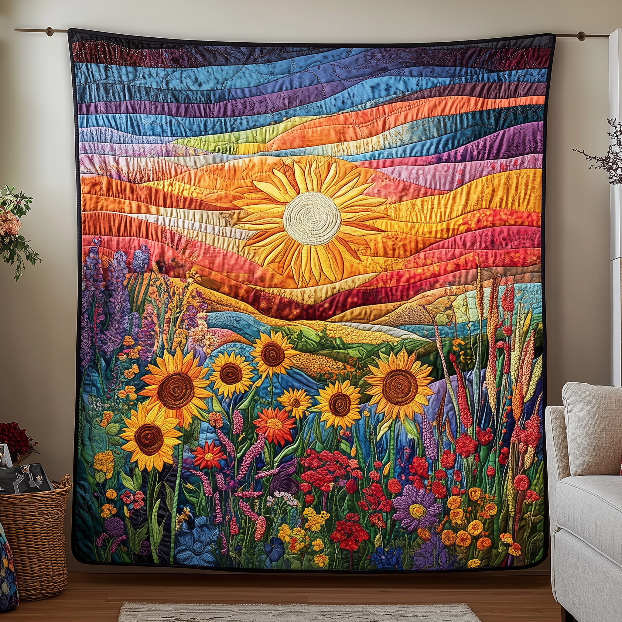 Brilliant Floral Sunset Quilted Blanket Best Throw Blanket Cool Mothers Day Gifts Brilliant Floral Sunset Quilted Blanket Best Throw Blanket Cool Mothers Day Gifts