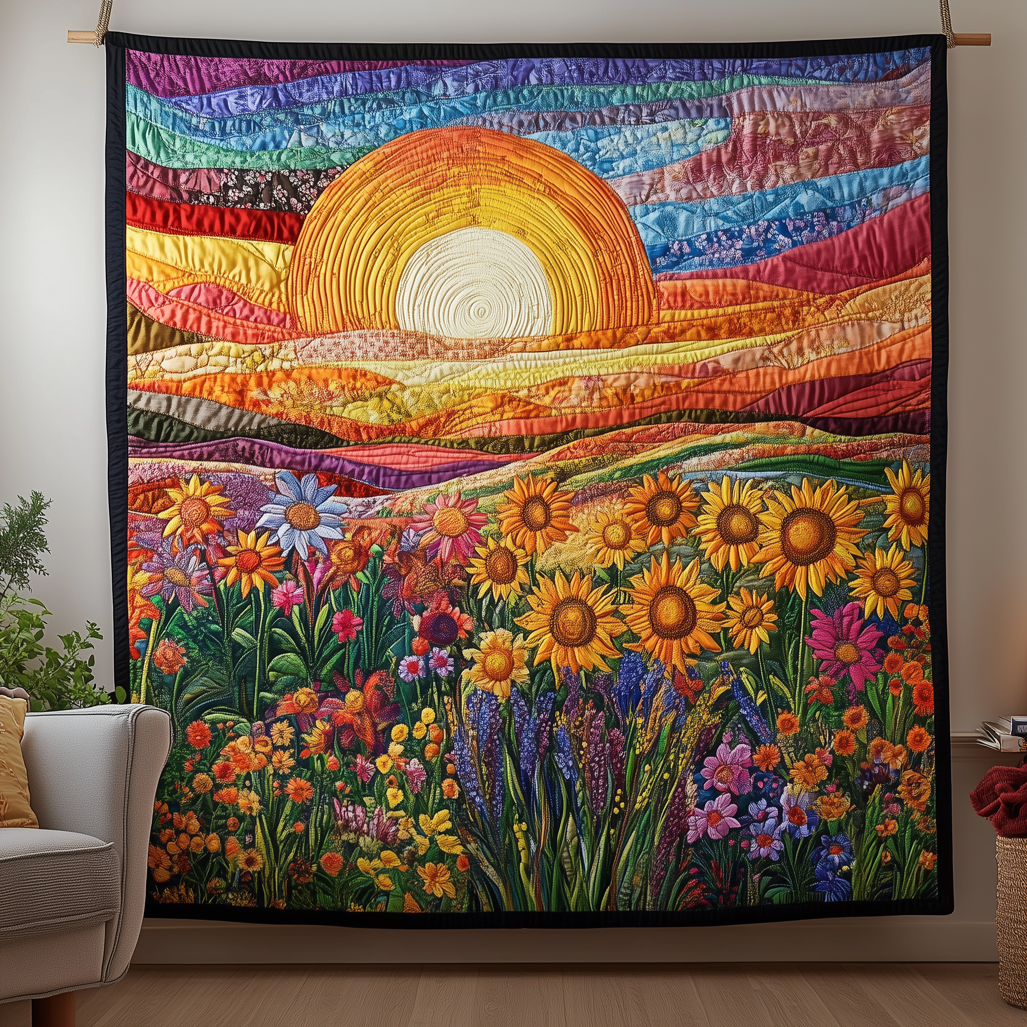Brilliant Floral Sunset Quilted Blanket Best Throw Blanket Mothers Birthday Gifts Brilliant Floral Sunset Quilted Blanket Best Throw Blanket Mothers Birthday Gifts