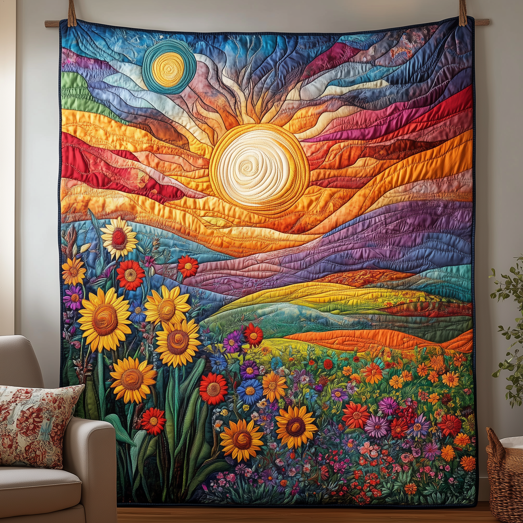 Brilliant Floral Sunset Quilted Blanket Best Throw Blanket Mothers Day Present Ideas Brilliant Floral Sunset Quilted Blanket Best Throw Blanket Mothers Day Present Ideas