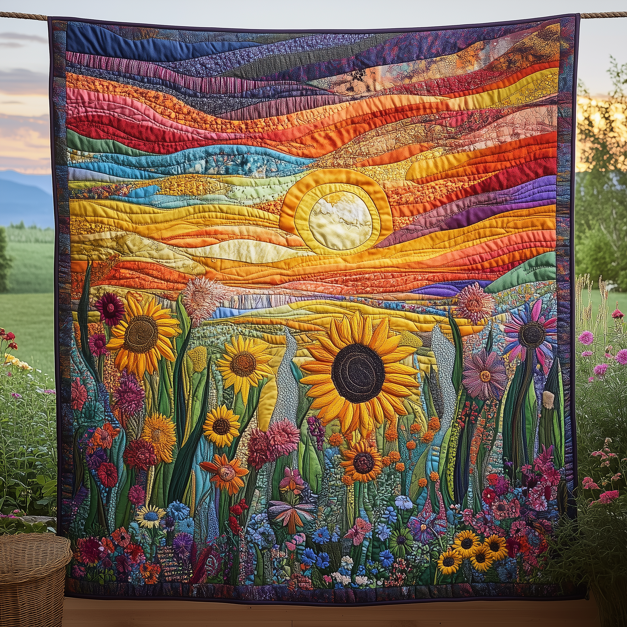 Brilliant Floral Sunset Quilted Blanket Best Throw Blanket Thoughtful Mother's Day Gifts Brilliant Floral Sunset Quilted Blanket Best Throw Blanket Thoughtful Mother's Day Gifts