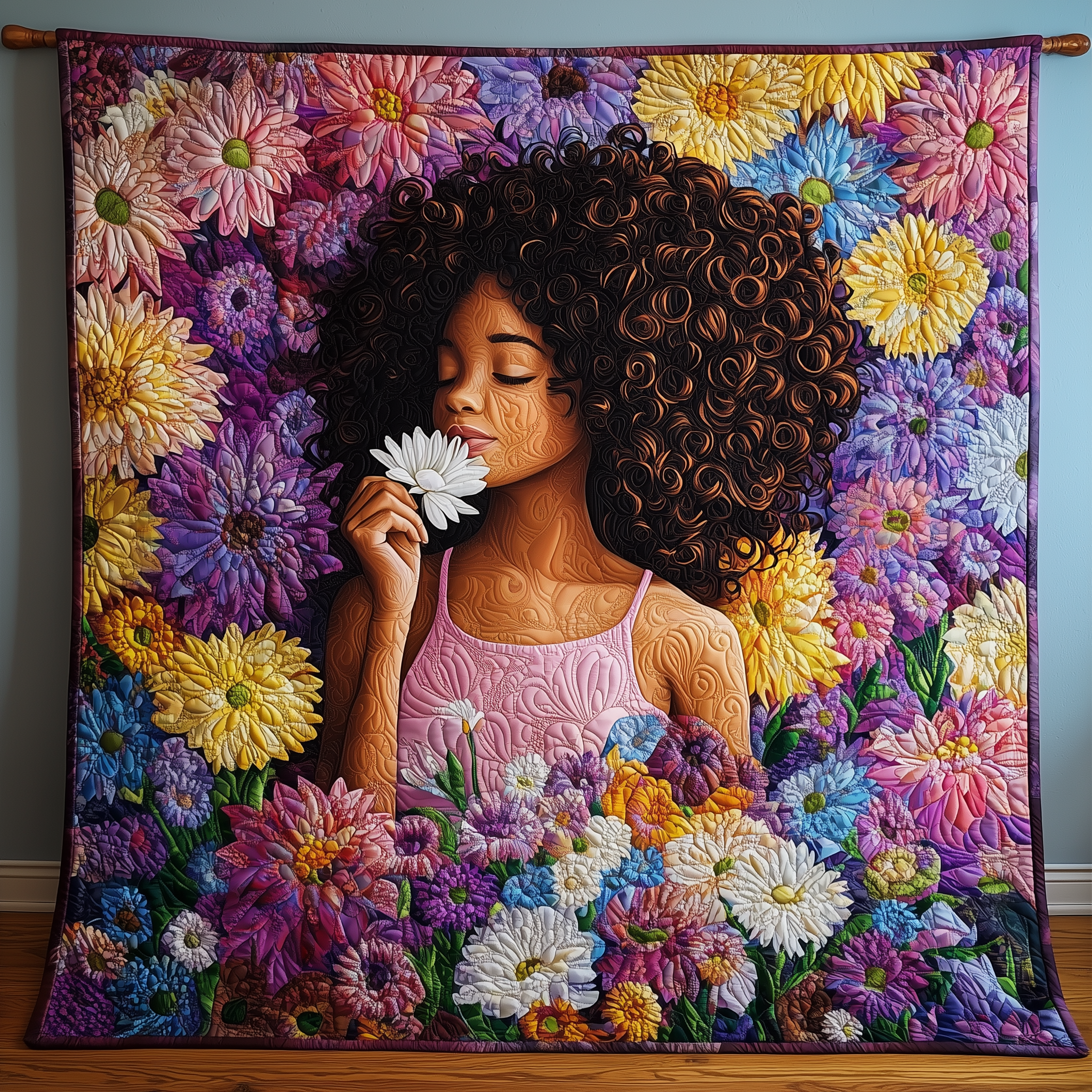 Brown Beauty in Bloom Quilted Blanket Unique Throw Blanket Item Merch African American Black History Month Gift Ideas Brown Beauty in Bloom Quilted Blanket Unique Throw Blanket Item Merch African American Black History Month Gift Ideas