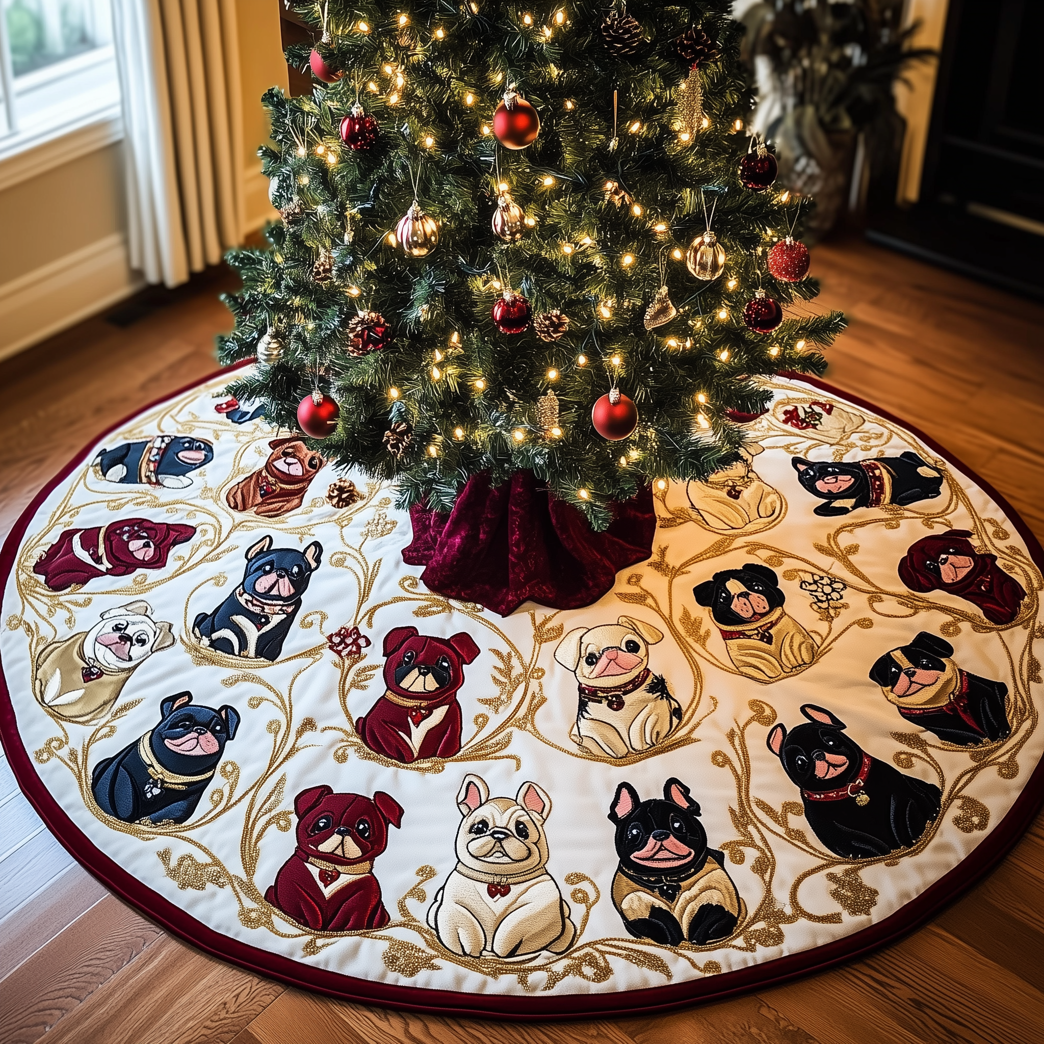 Bulldog Quilted Tree Skirt Celebrate Elegantly with a Timeless Christmas Tree Skirt Bulldog Quilted Tree Skirt Celebrate Elegantly with a Timeless Christmas Tree Skirt
