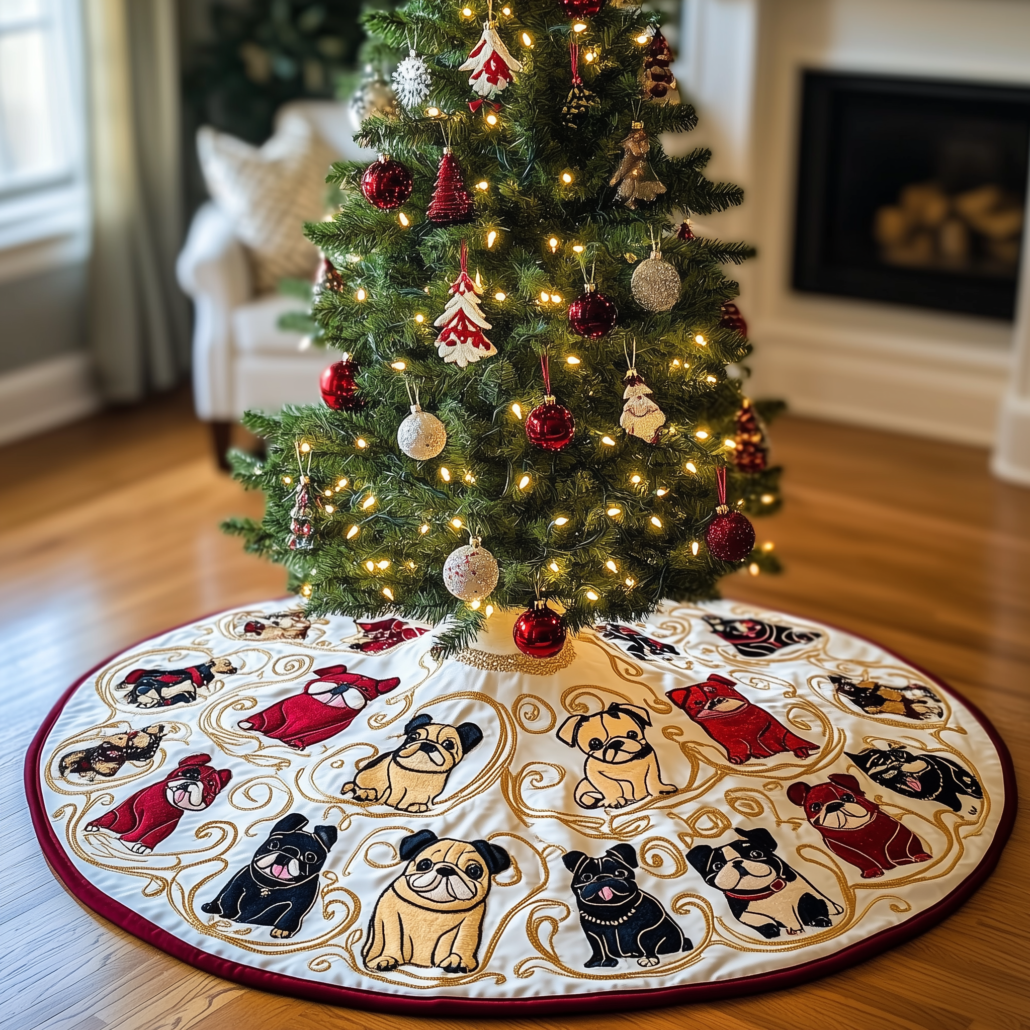 Bulldog Quilted Tree Skirt Feel Peaceful Amid the Holiday Rush with Protective Decor Bulldog Quilted Tree Skirt Feel Peaceful Amid the Holiday Rush with Protective Decor
