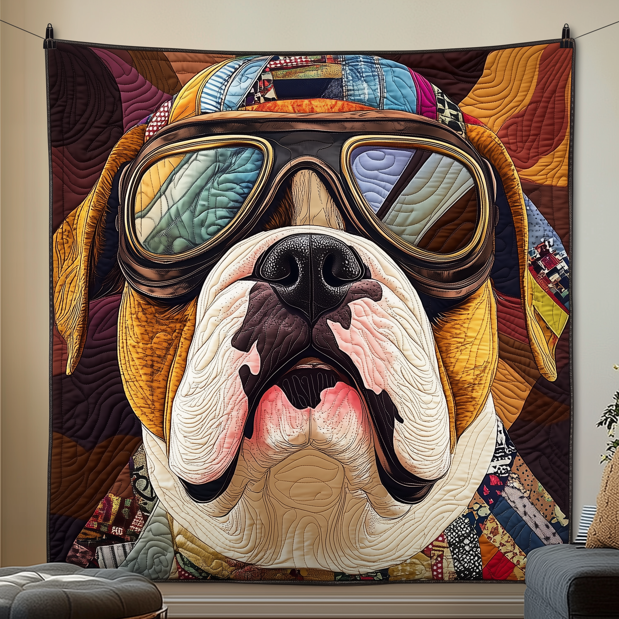 Bulldog The Biker Quilted Blanket Best Throw Blanket Gift For Dog Lover Woman Bulldog The Biker Quilted Blanket Best Throw Blanket Gift For Dog Lover Woman