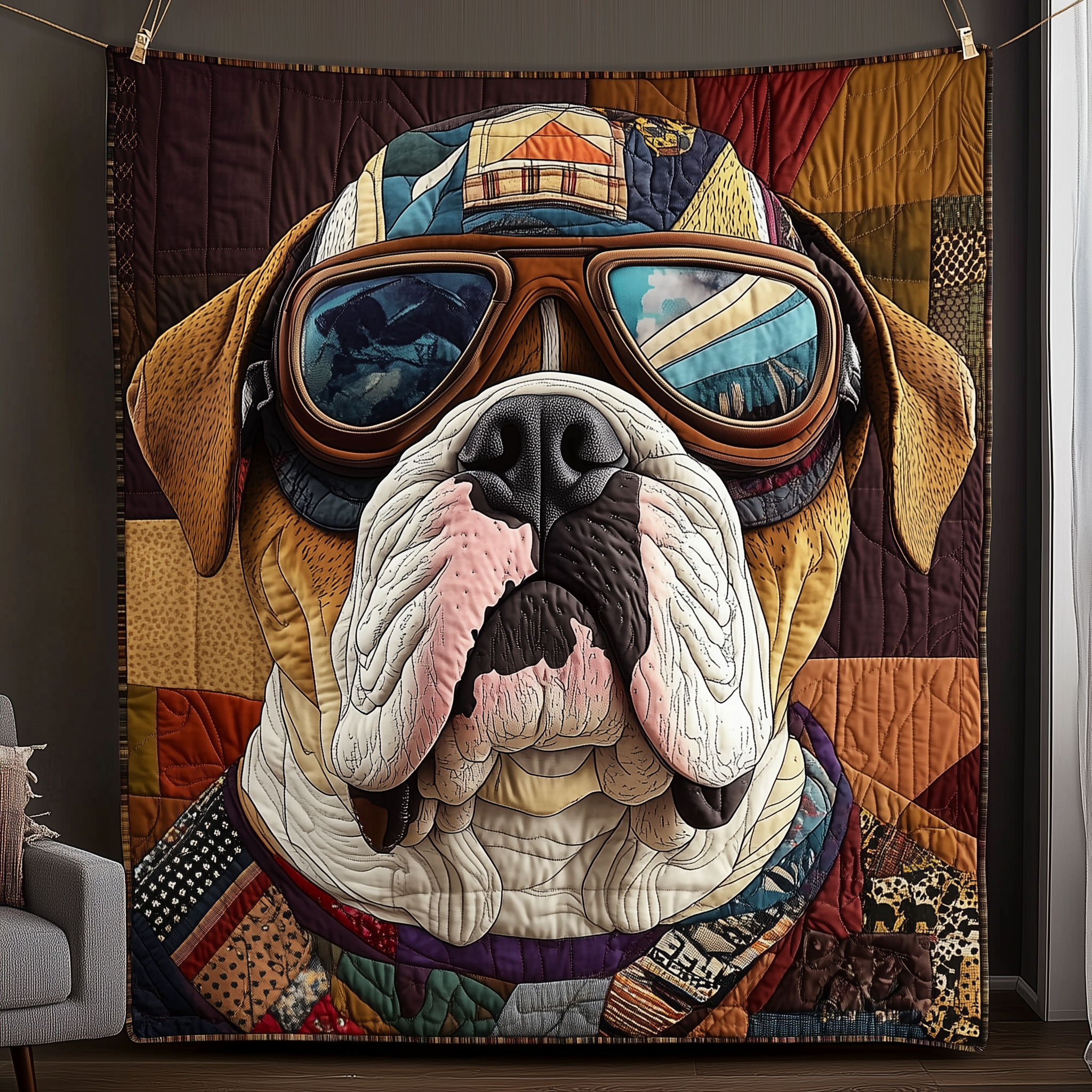 Bulldog The Biker Quilted Blanket Best Throw Blanket Gifts For Pomeranian Lovers Bulldog The Biker Quilted Blanket Best Throw Blanket Gifts For Pomeranian Lovers