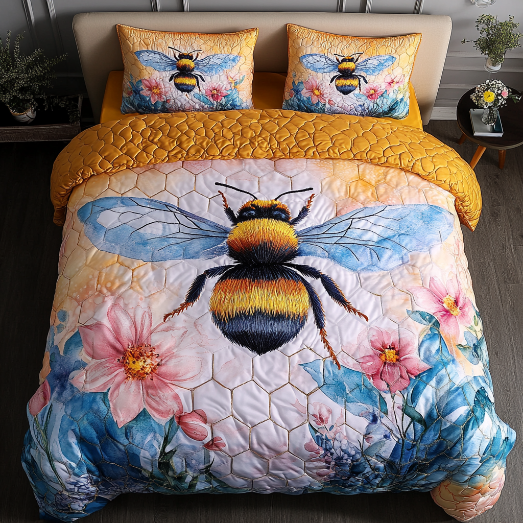 Busy Bee Bliss Quilted Bedding Set Bee Gifts For Her Busy Bee Bliss Quilted Bedding Set Bee Gifts For Her
