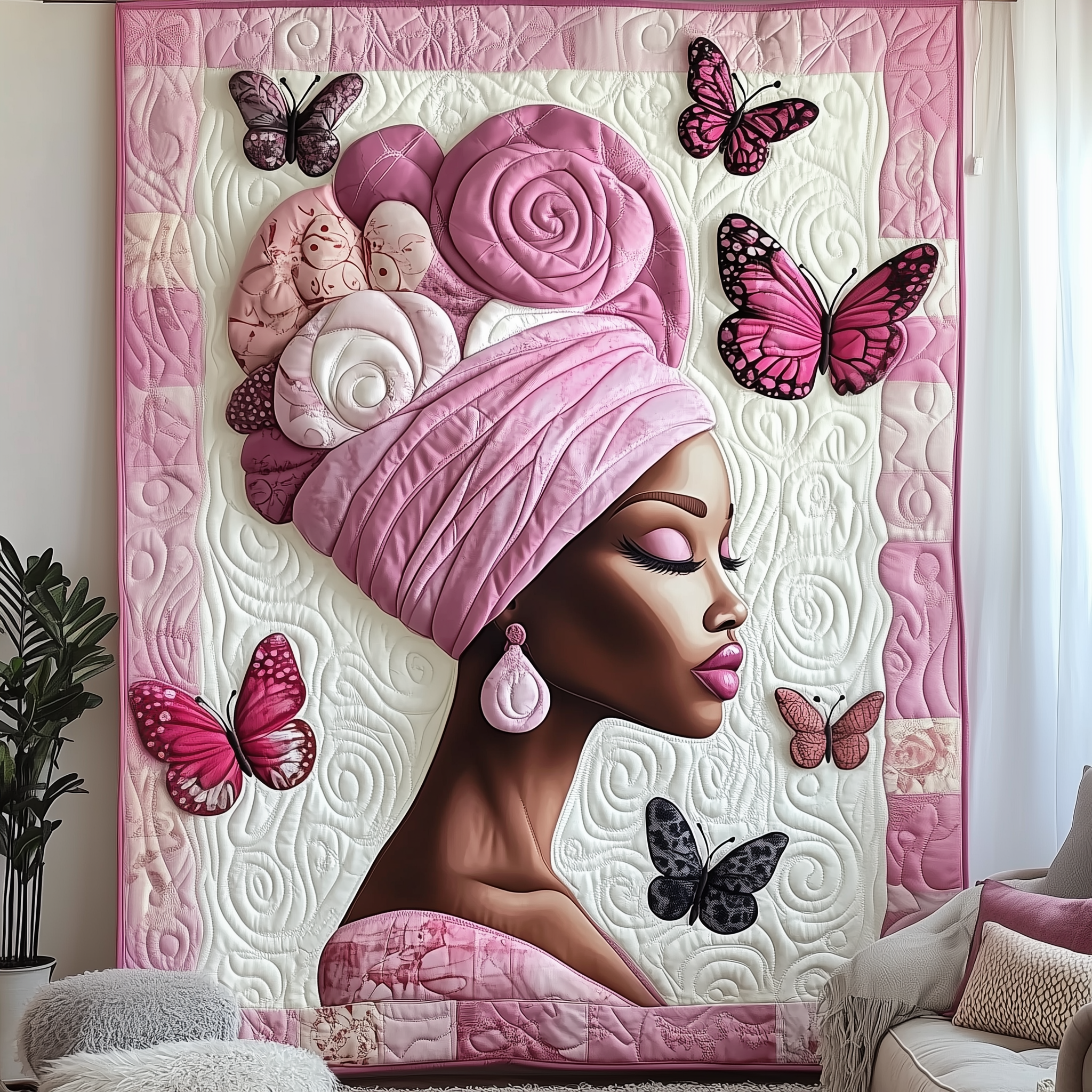 Butterflies Woman Quilted Blanket Unique Throw Blanket Item Merch Butterfly Gift Idea Butterflies Woman Quilted Blanket Unique Throw Blanket Item Merch Butterfly Gift Idea