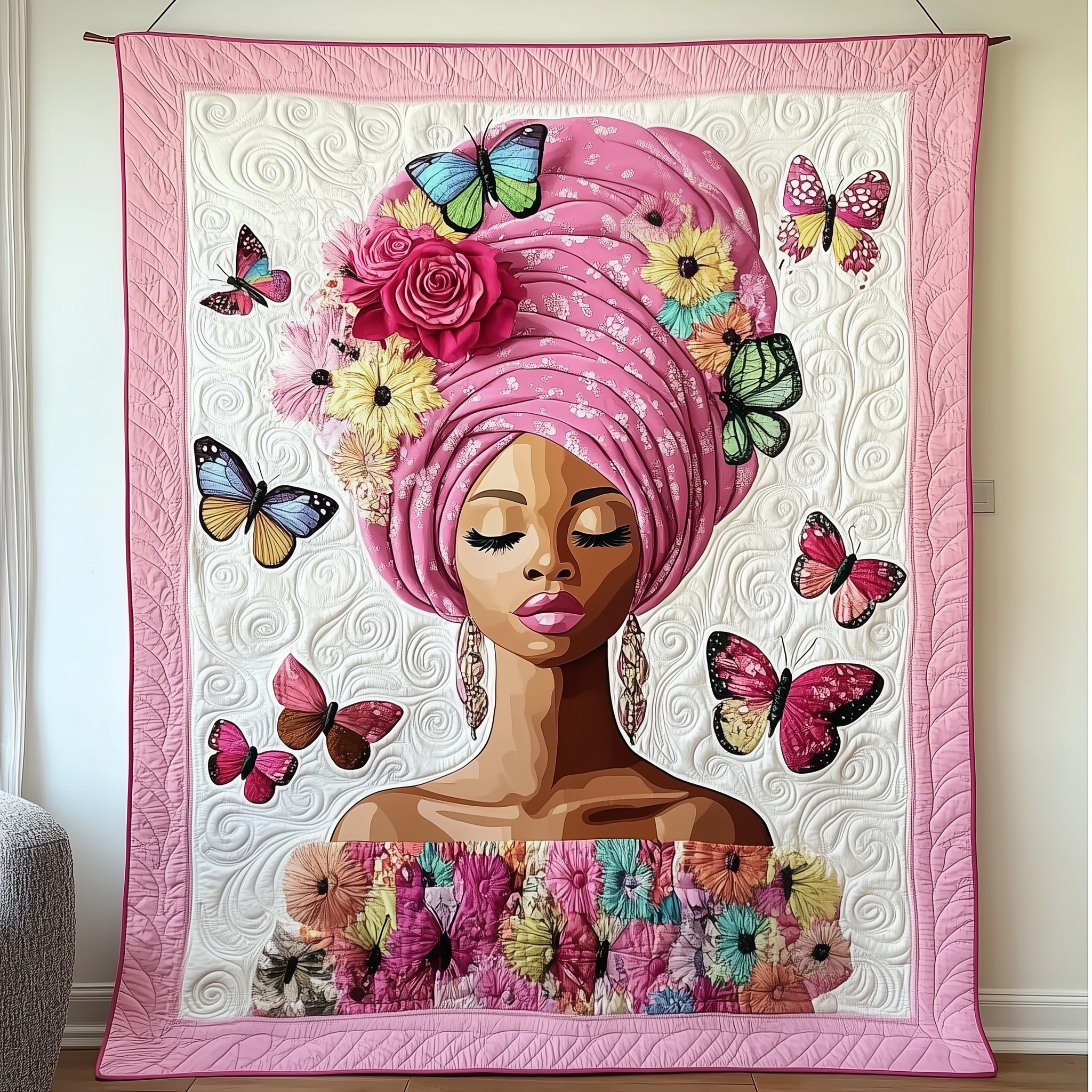 Butterflies Woman Quilted Blanket Unique Throw Blanket Item Merch Gifts With Butterfly Theme Butterflies Woman Quilted Blanket Unique Throw Blanket Item Merch Gifts With Butterfly Theme