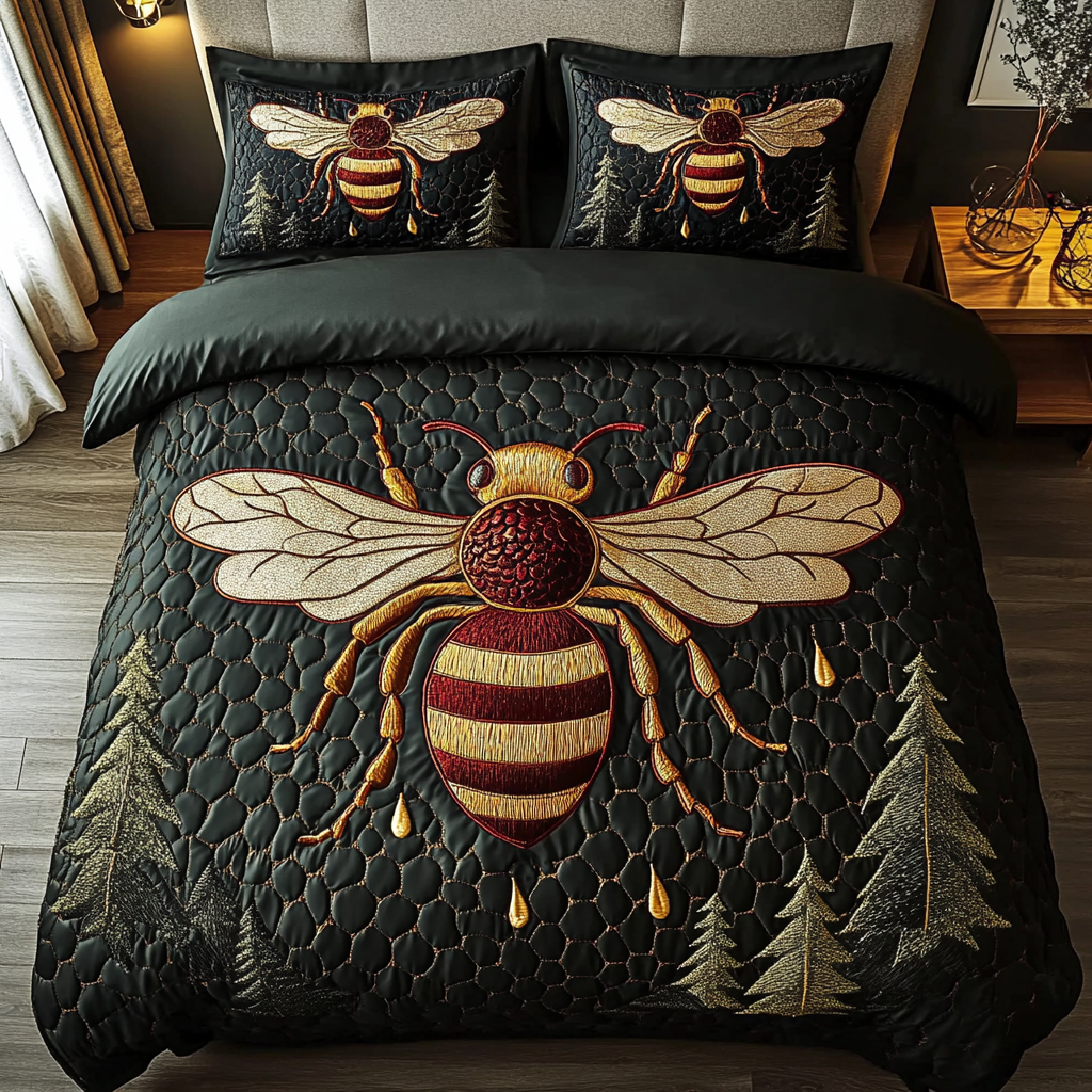 Buzzing Bliss Quilted Bedding Set Presents For Beekeepers Buzzing Bliss Quilted Bedding Set Presents For Beekeepers