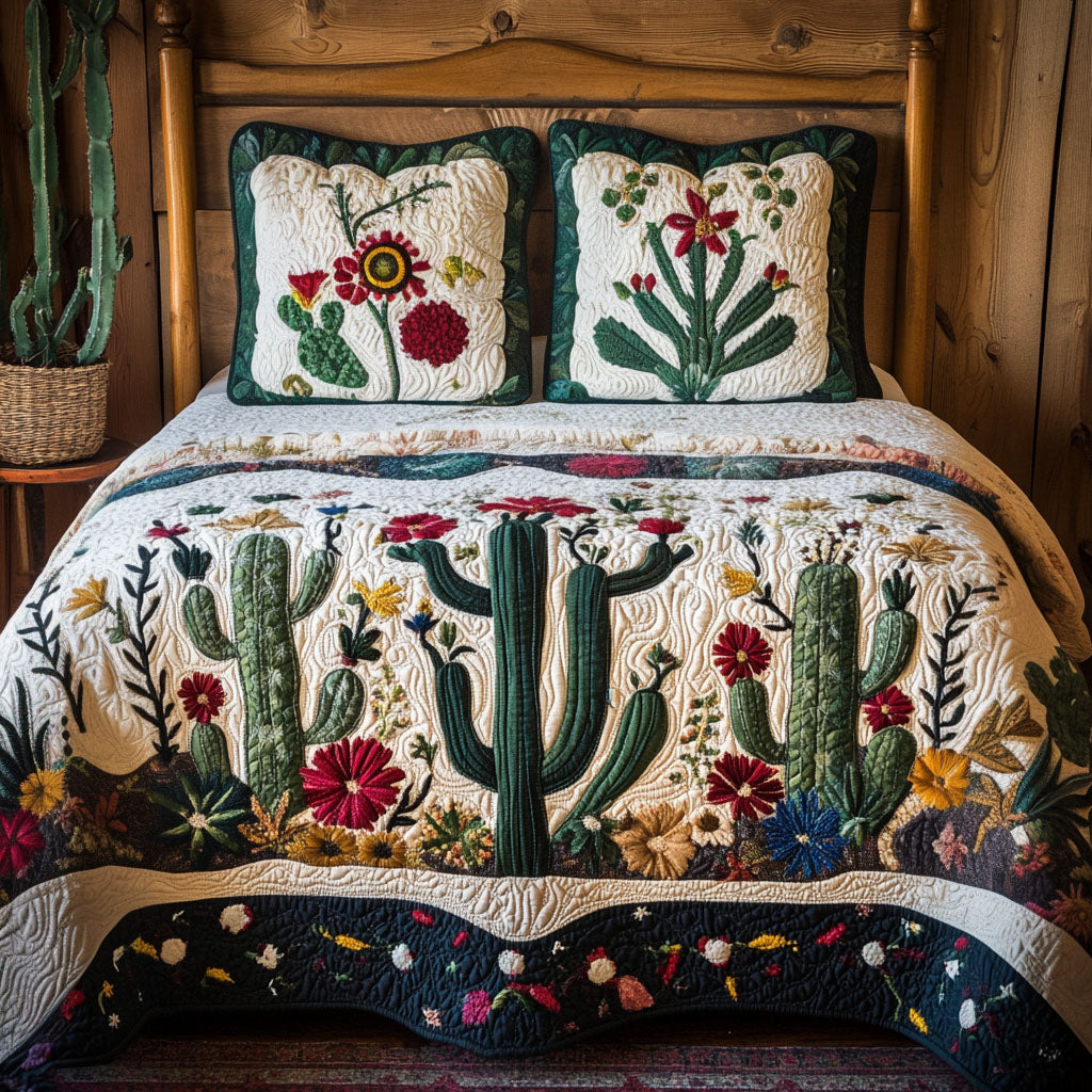 Cactus Glow Quilted Bedding Set Cute Cactus Gifts Cactus Glow Quilted Bedding Set Cute Cactus Gifts