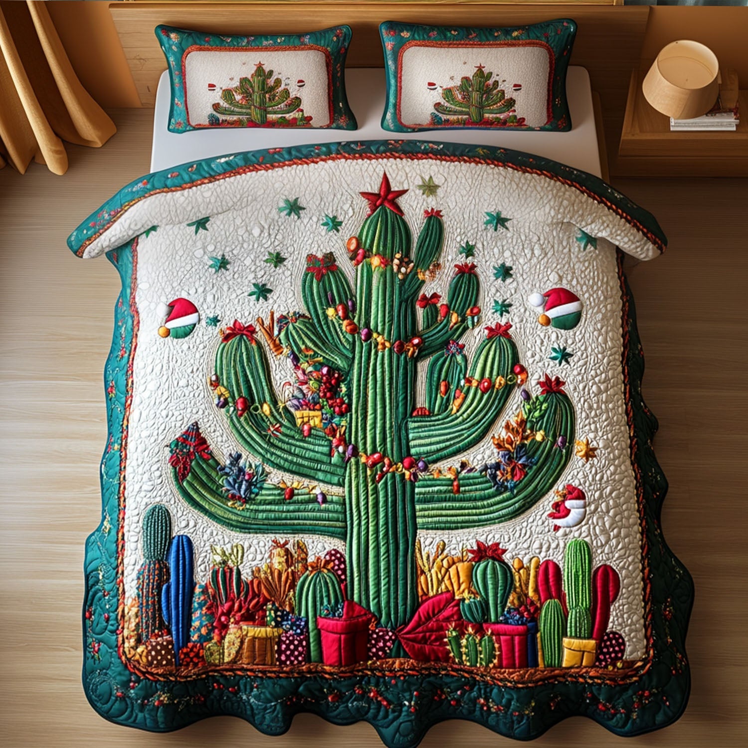 Cactus Path Quilted Bedding Set Cactus Gifts For Him Cactus Path Quilted Bedding Set Cactus Gifts For Him