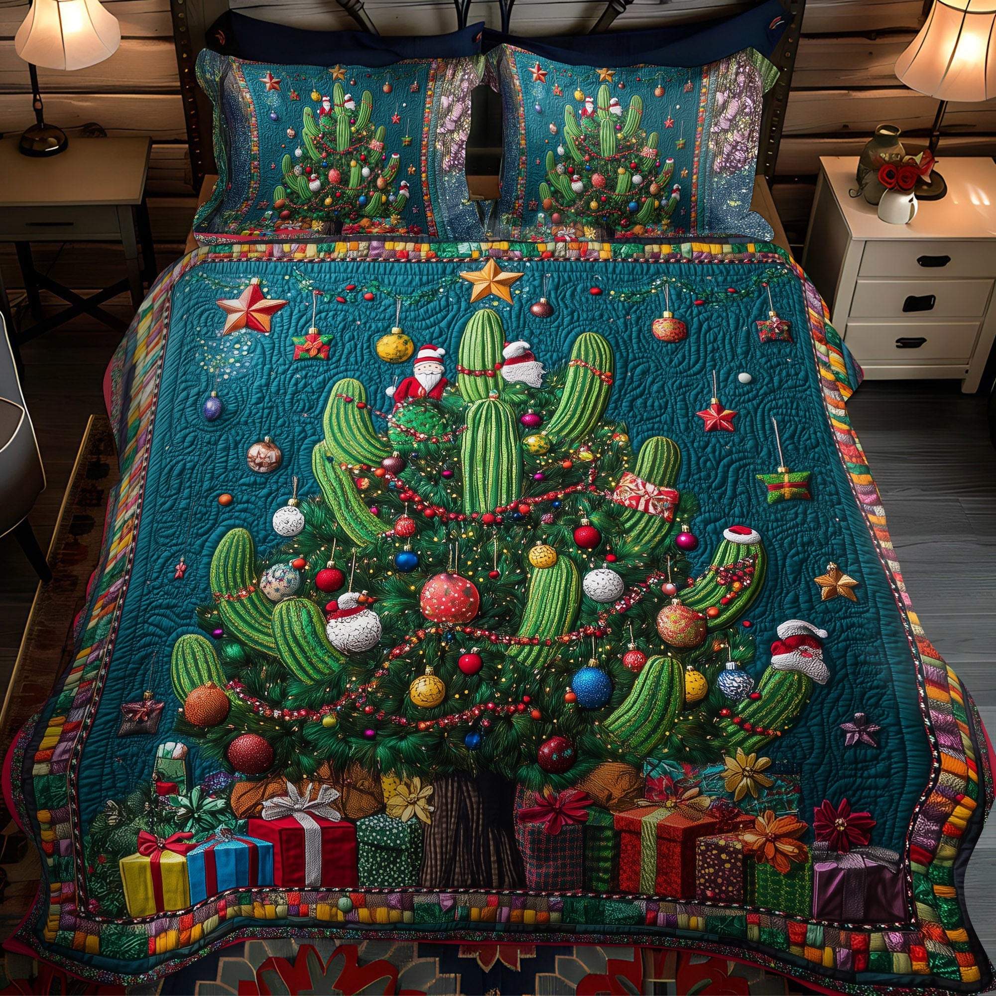 Cactus Reflections Quilted Bedding Set Unique Cactus Gifts Cactus Reflections Quilted Bedding Set Unique Cactus Gifts