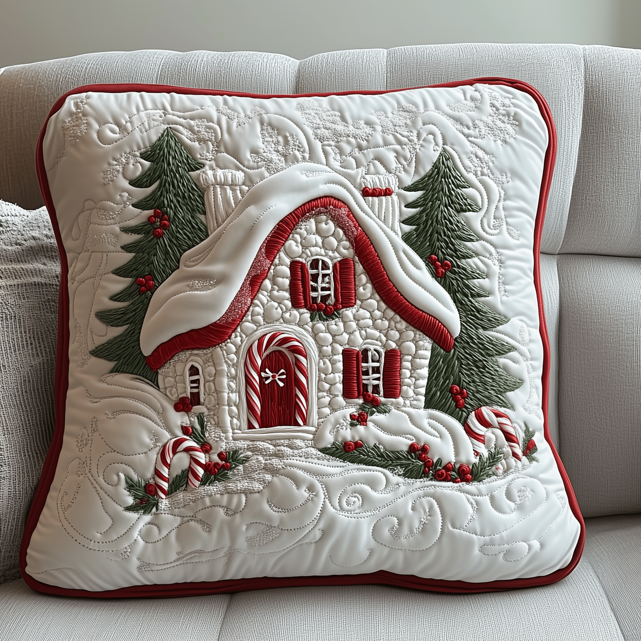Candy Canes Whimsical House Quilted Pillow Case Dream of Holidays with Pillow Cases That Spark Joy Candy Canes Whimsical House Quilted Pillow Case Dream of Holidays with Pillow Cases That Spark Joy