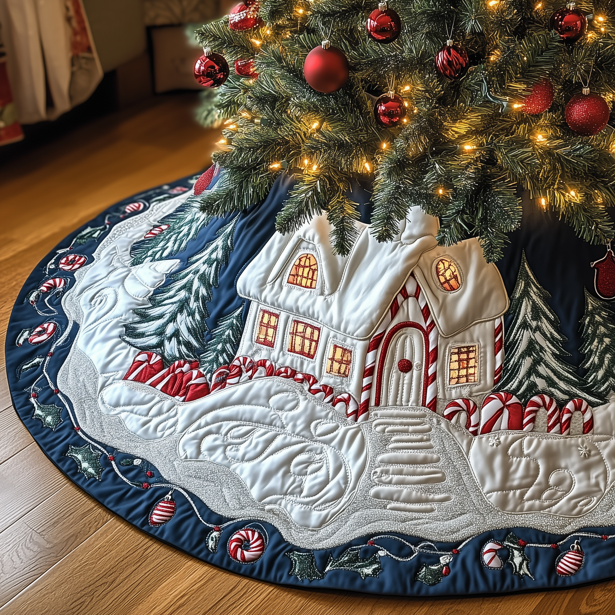 Candy Canes Whimsical House Quilted Tree Skirt Celebrate Love and Style with a Thoughtful Tree Skirt Candy Canes Whimsical House Quilted Tree Skirt Celebrate Love and Style with a Thoughtful Tree Skirt