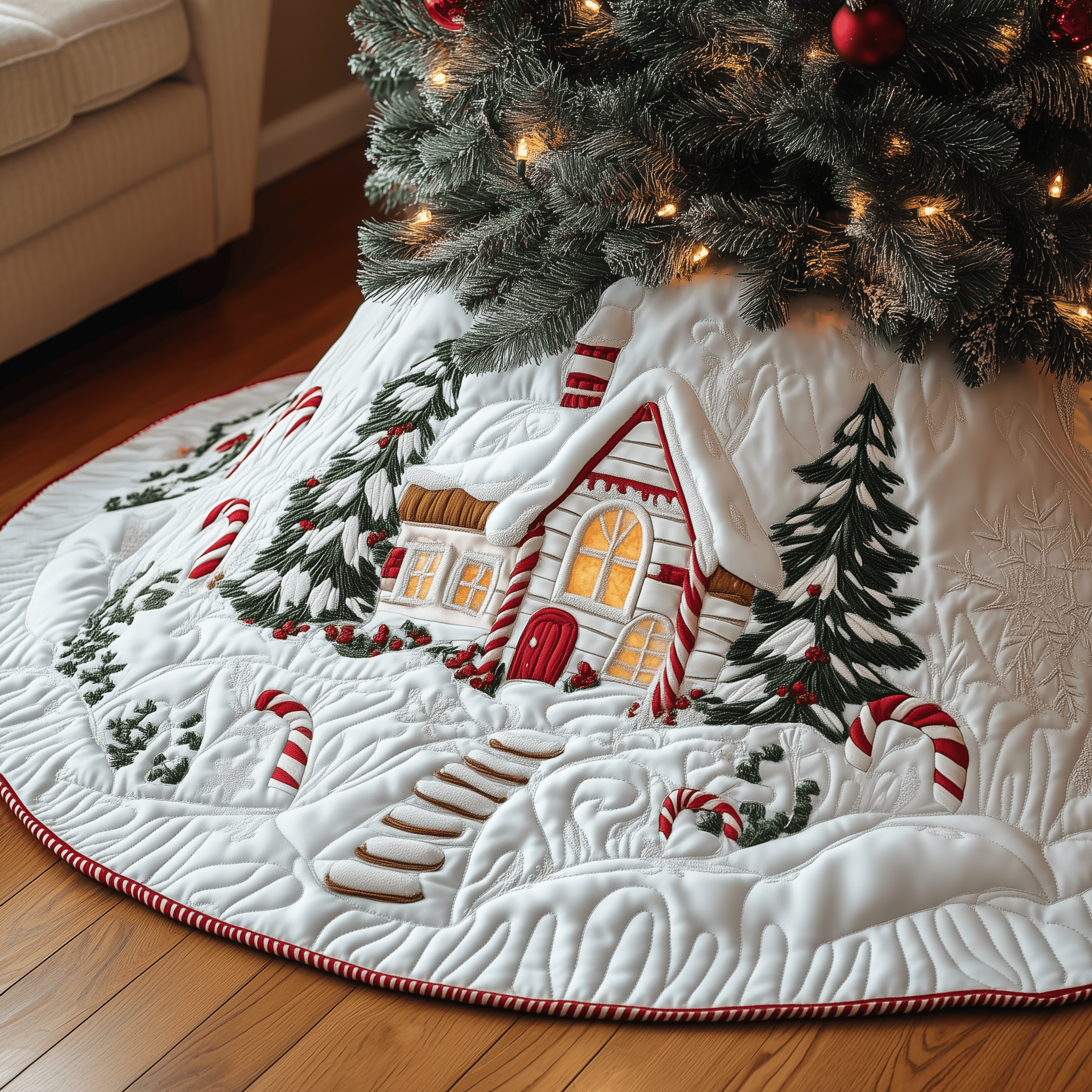 Candy Canes Whimsical House Quilted Tree Skirt Cherish Every Moment with a Stylish and Reliable Tree Skirt Candy Canes Whimsical House Quilted Tree Skirt Cherish Every Moment with a Stylish and Reliable Tree Skirt