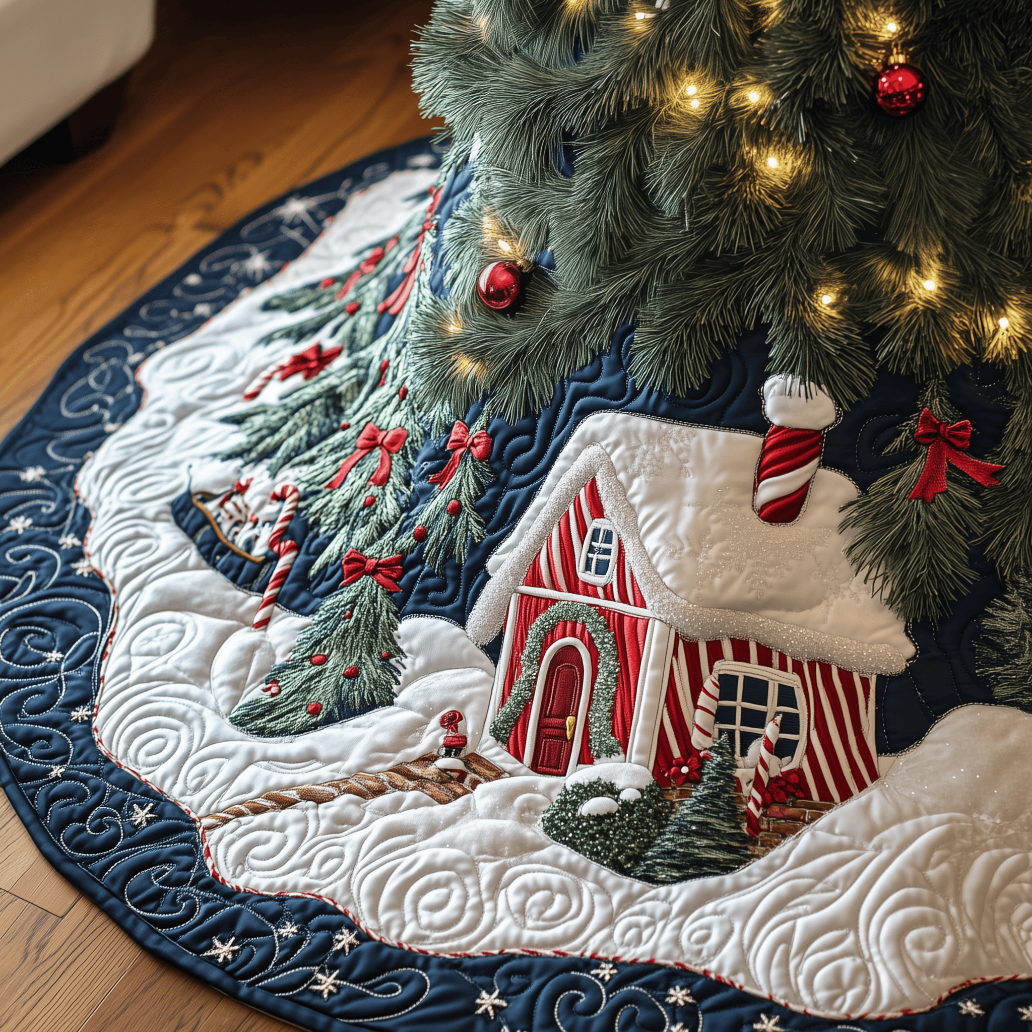 Candy Canes Whimsical House Quilted Tree Skirt Feel the Spirit of the Holidays with a Trusted Tree Skirt Candy Canes Whimsical House Quilted Tree Skirt Feel the Spirit of the Holidays with a Trusted Tree Skirt