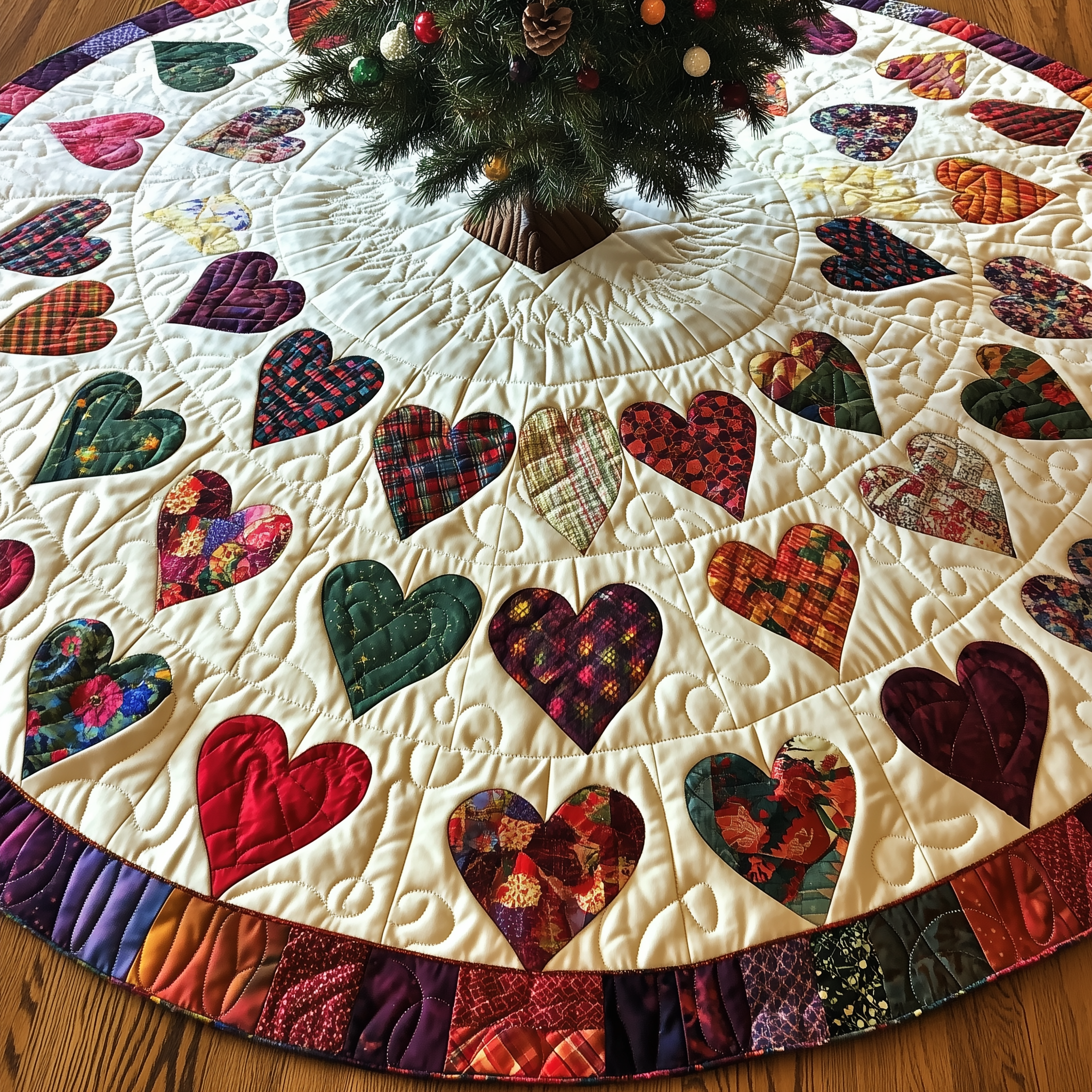 Candy Heart Christmas Quilted Tree Skirt Bring Comfort to Your Holidays with a Durable Tree Skirt Candy Heart Christmas Quilted Tree Skirt Bring Comfort to Your Holidays with a Durable Tree Skirt