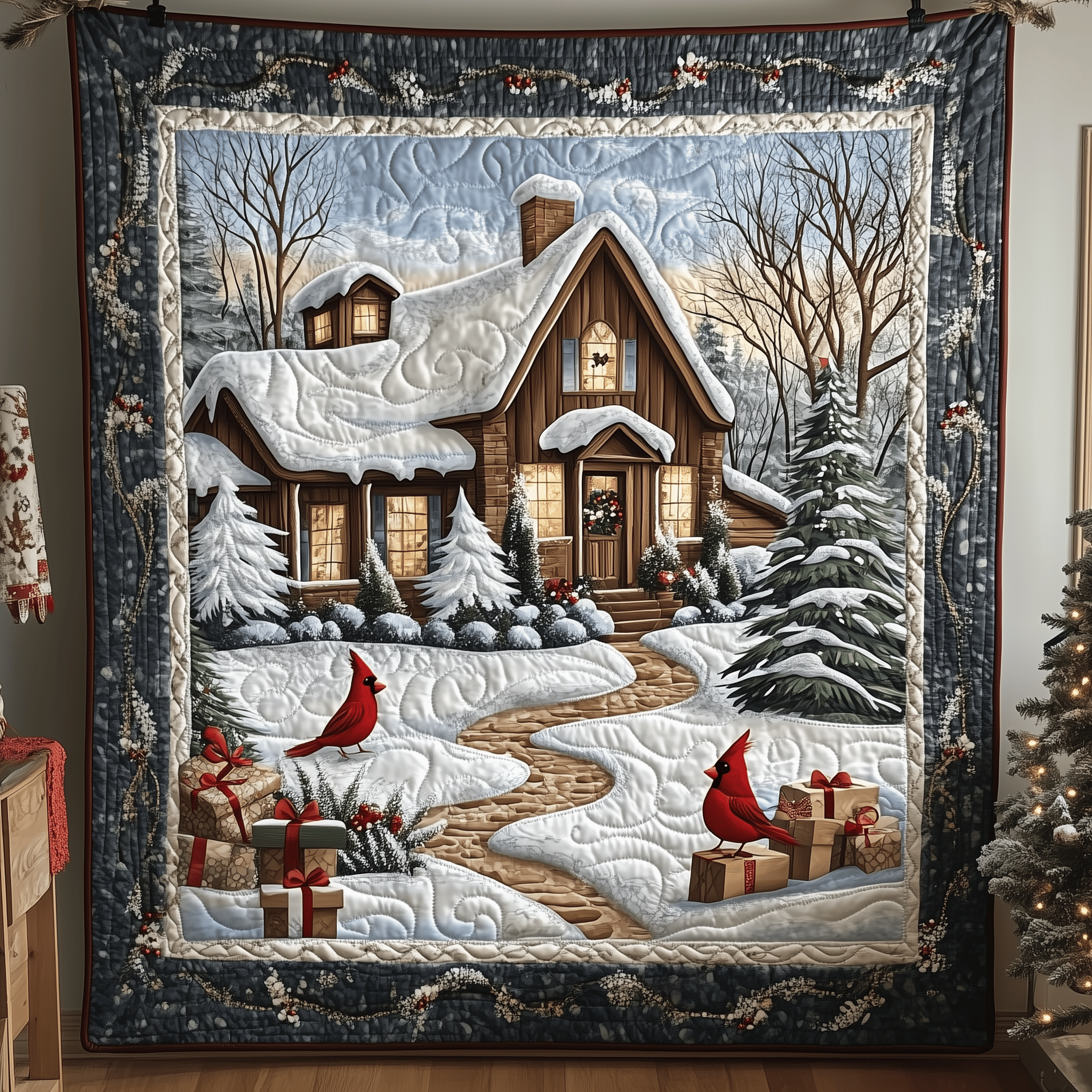 Cardinal Snow Cabin Quilted Blanket Bring the Family Together with a Blanket Everyone Loves Cardinal Snow Cabin Quilted Blanket Bring the Family Together with a Blanket Everyone Loves