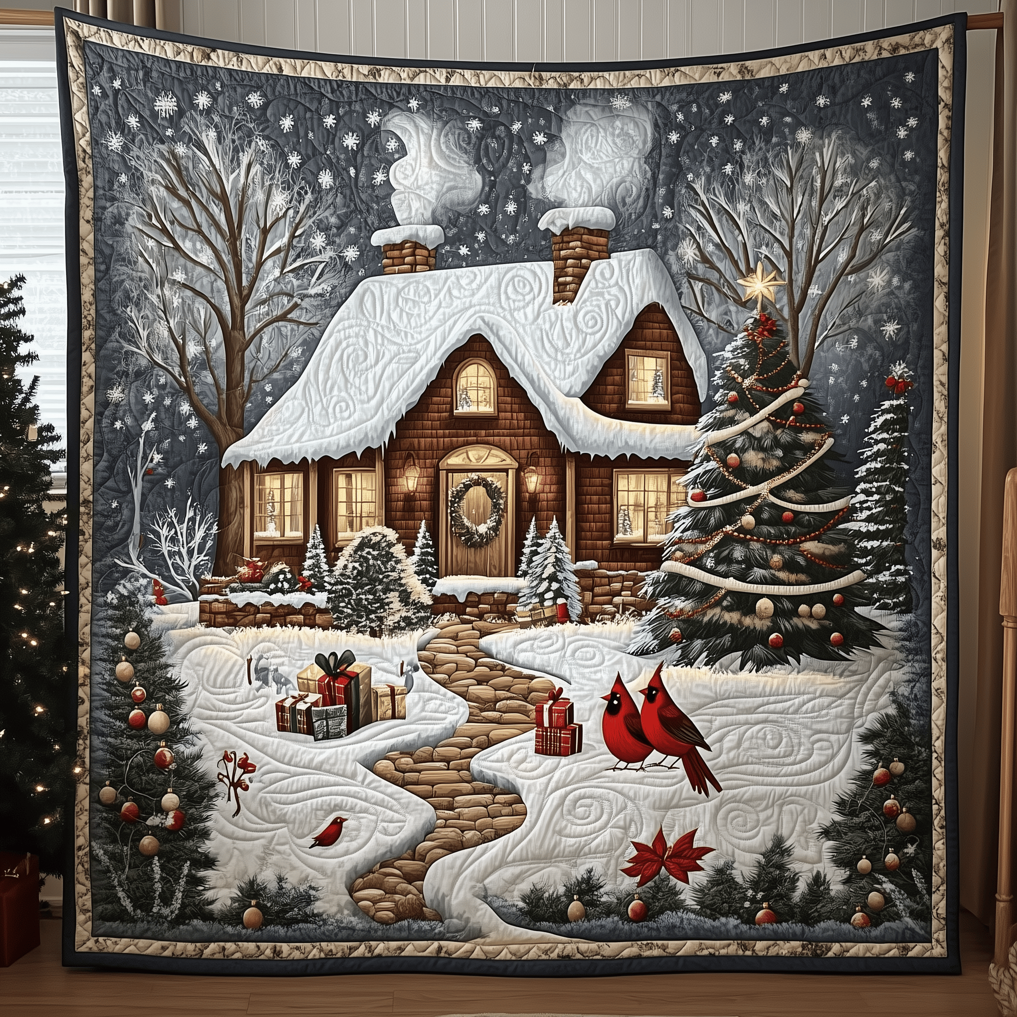 Cardinal Snow Cabin Quilted Blanket Feel Inspired by a Blanket That's Anything But Ordinary Cardinal Snow Cabin Quilted Blanket Feel Inspired by a Blanket That's Anything But Ordinary