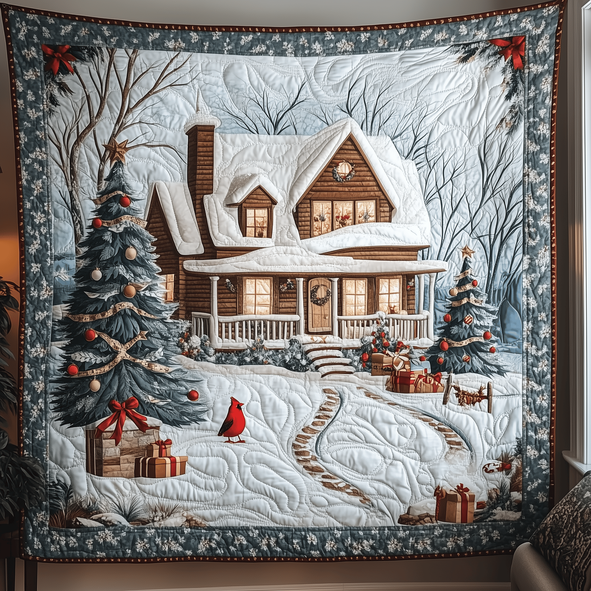 Cardinal Snow Cabin Quilted Blanket Feel the Joy of Togetherness with Our Cozy Blanket Cardinal Snow Cabin Quilted Blanket Feel the Joy of Togetherness with Our Cozy Blanket