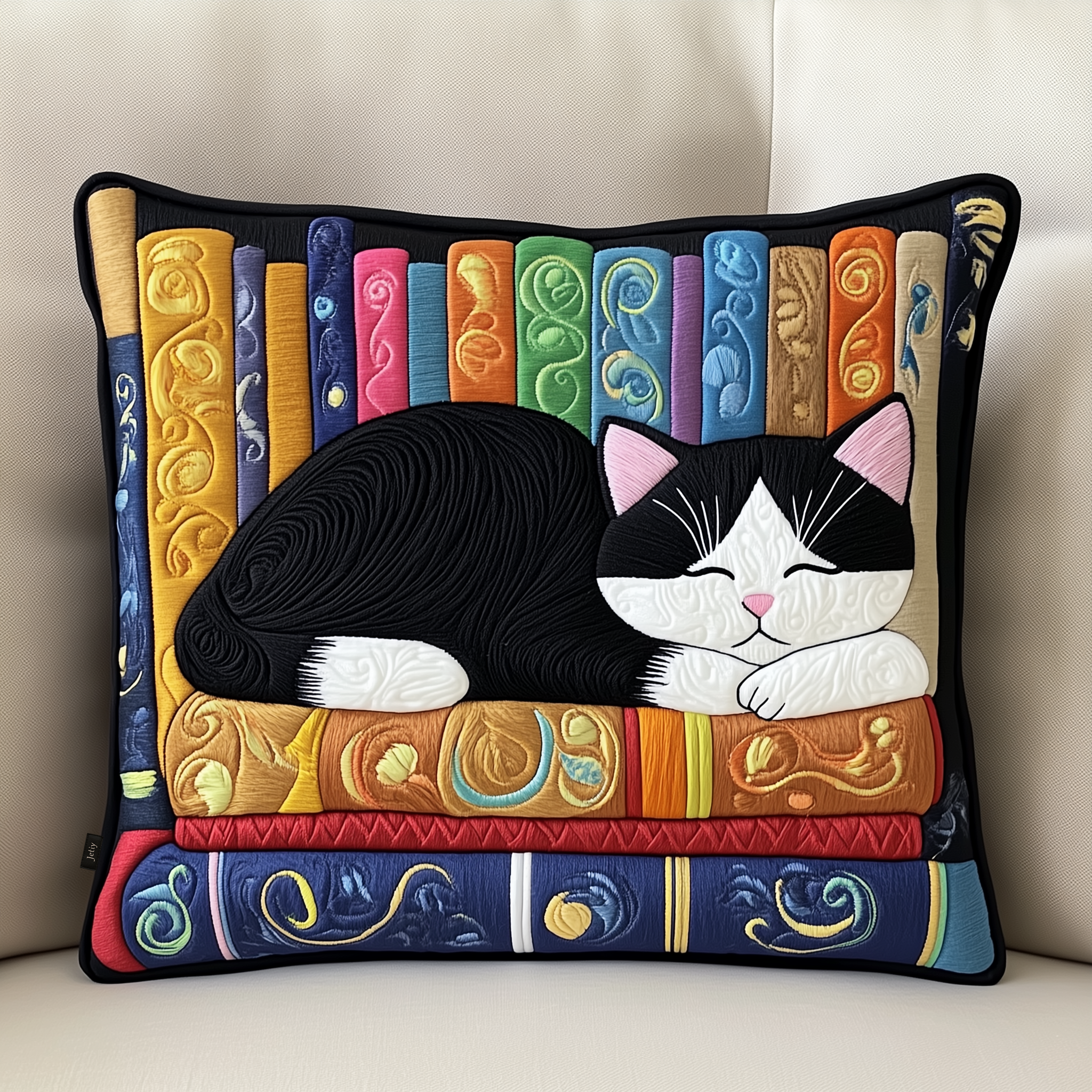Cat Bookcase Quilted Pillow Case Feel the Perfect Balance of Function and Style Cat Bookcase Quilted Pillow Case Feel the Perfect Balance of Function and Style