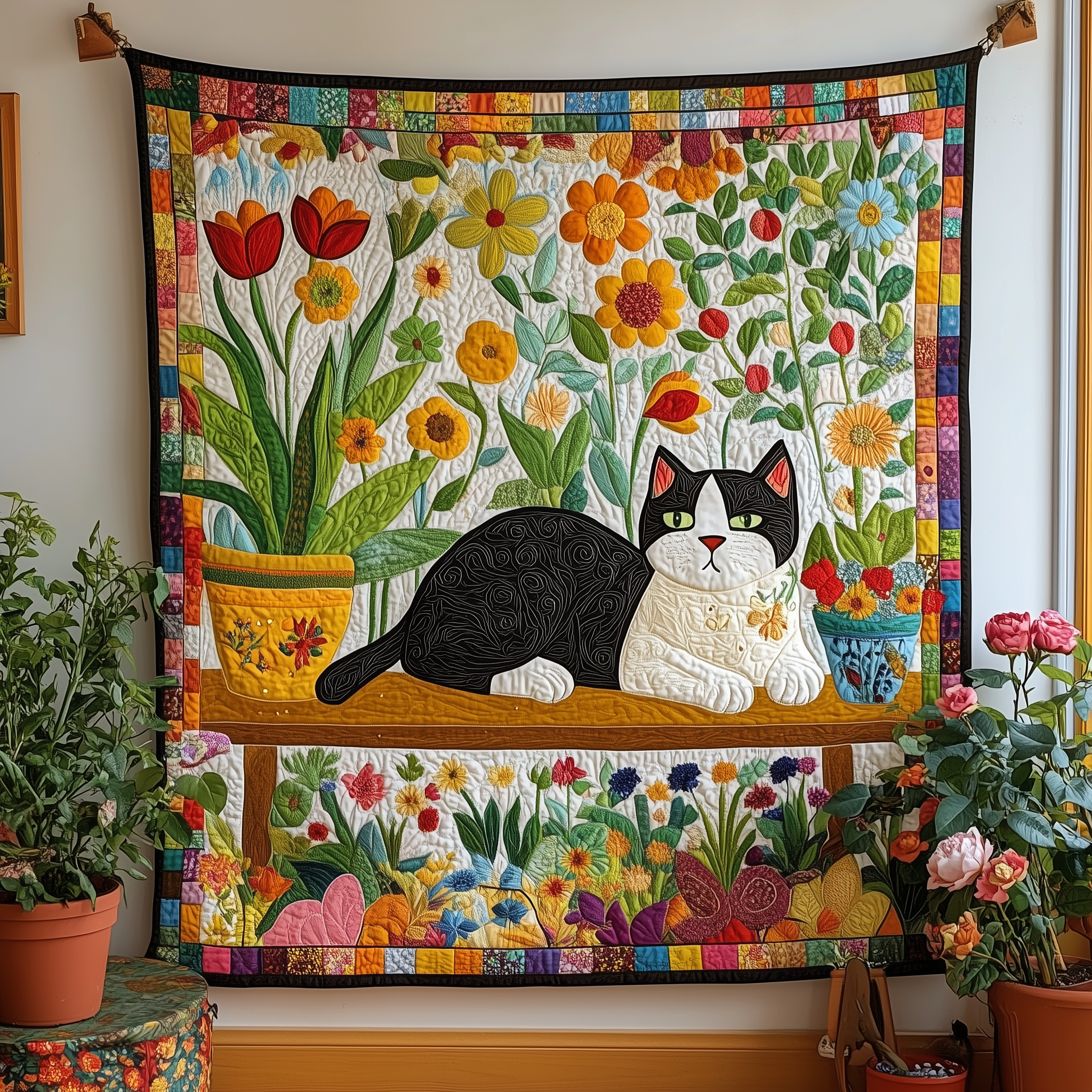 Cat Floral Garden Quilted Blanket Celebrate Your Individuality with a Blanket That Speaks to You Cat Floral Garden Quilted Blanket Celebrate Your Individuality with a Blanket That Speaks to You