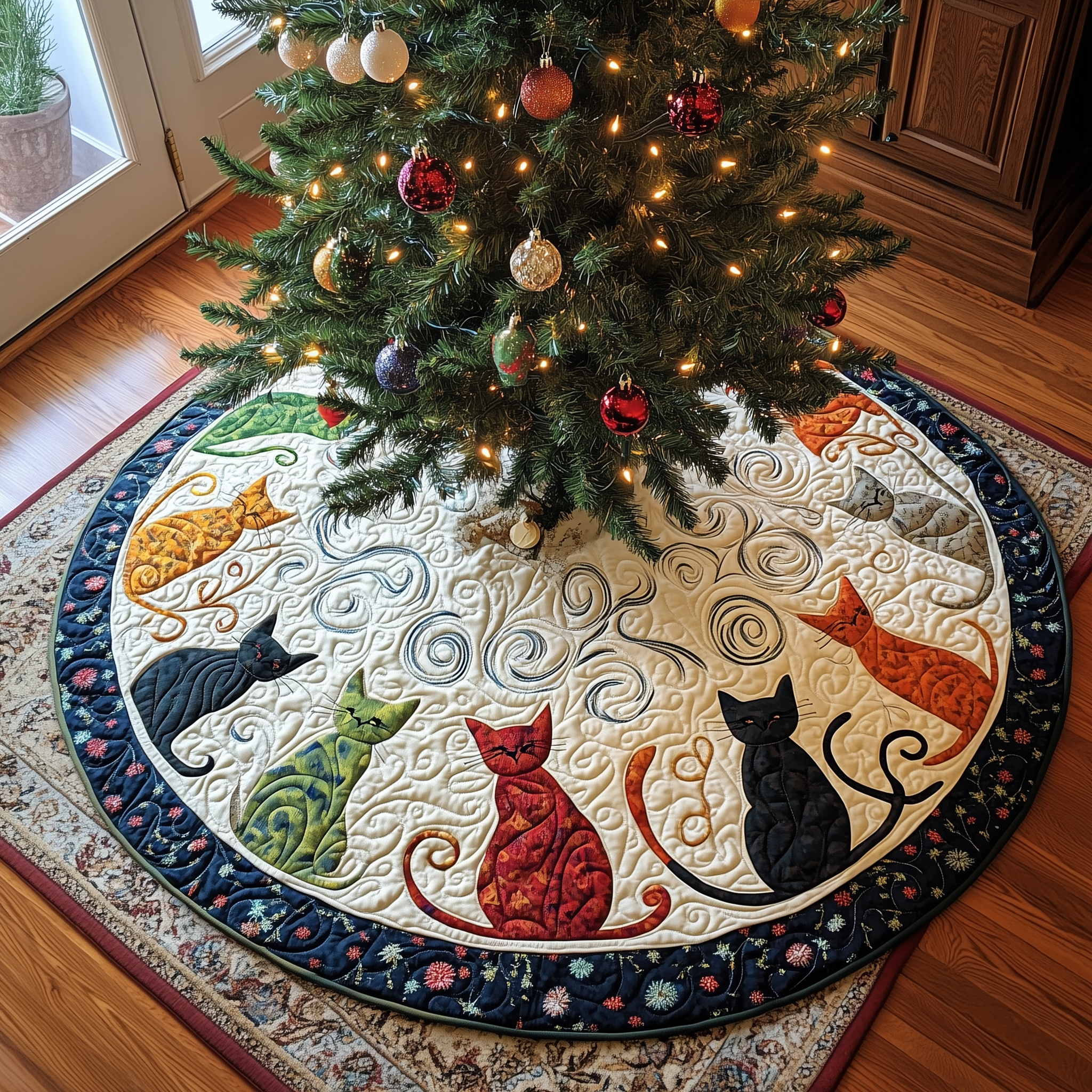 Cat Of Joy Quilted Tree Skirt Add Elegance to Your Tree While Keeping Floors Safe Cat Of Joy Quilted Tree Skirt Add Elegance to Your Tree While Keeping Floors Safe