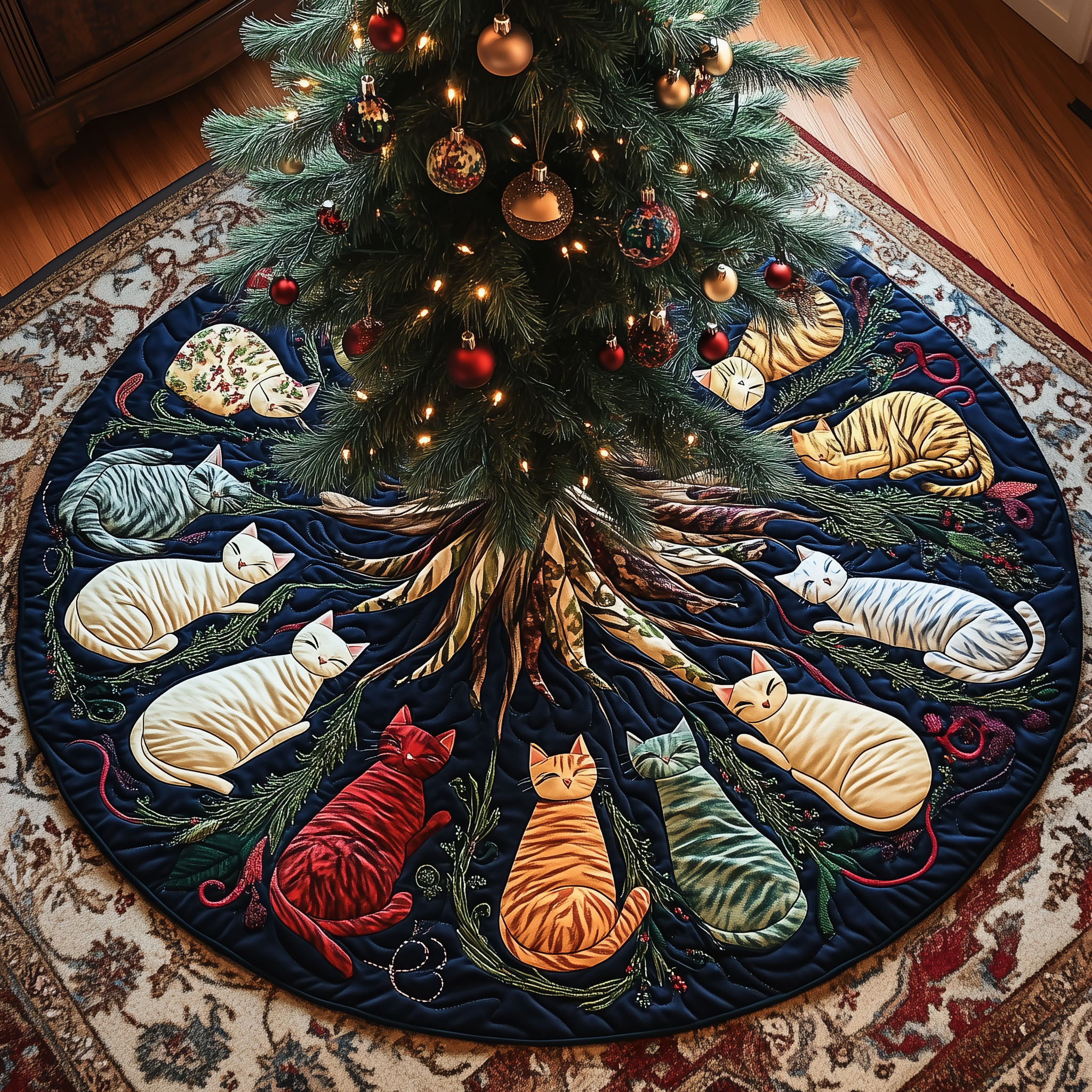 Cat Of Joy Quilted Tree Skirt Celebrate with Grace and Safety in Every Detail Cat Of Joy Quilted Tree Skirt Celebrate with Grace and Safety in Every Detail