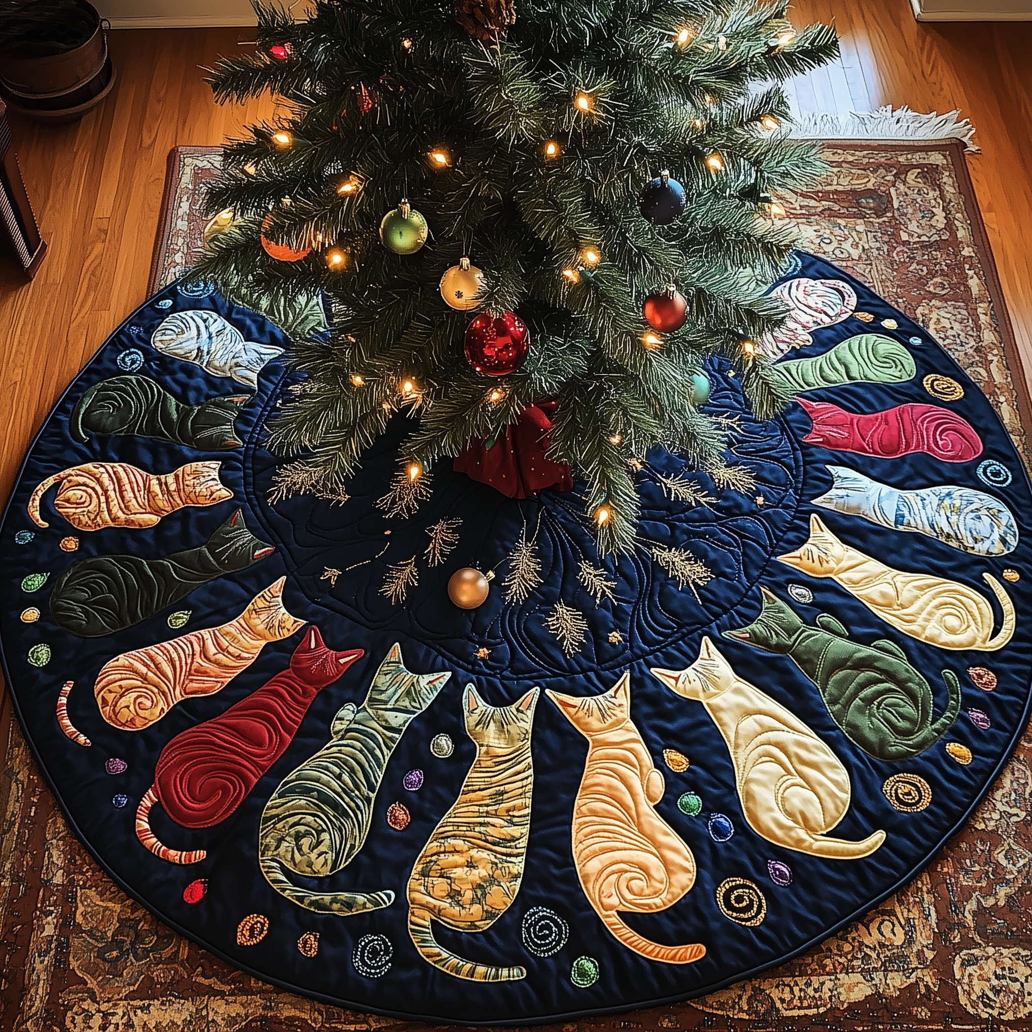 Cat Of Joy Quilted Tree Skirt Enjoy a Festive and Worry-Free Holiday Season Cat Of Joy Quilted Tree Skirt Enjoy a Festive and Worry-Free Holiday Season