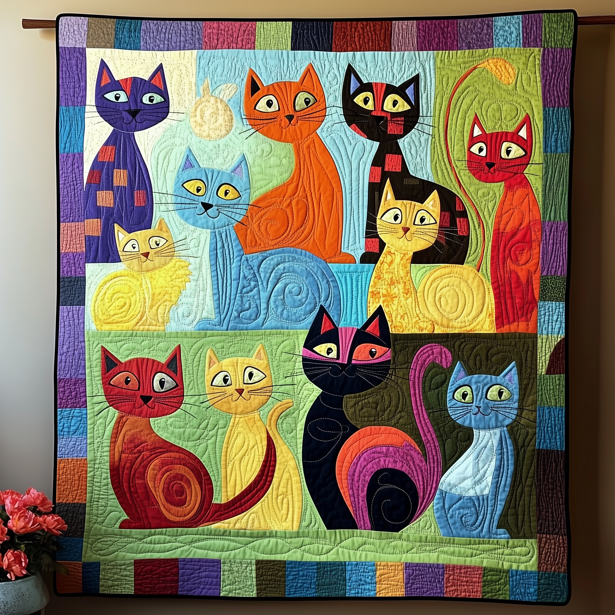 Cat Quilted Blanket Snuggle Up with a Blanket That Brings Everyone Closer Cat Quilted Blanket Snuggle Up with a Blanket That Brings Everyone Closer