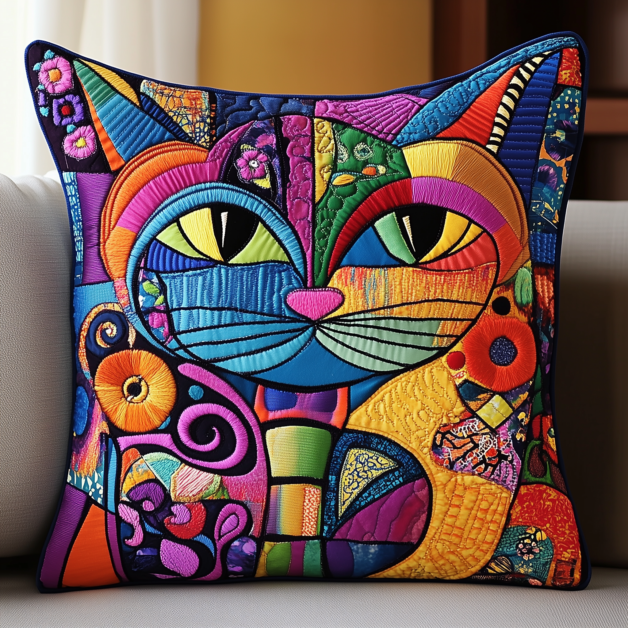 Cat Quilted Pillow Case Feel Inspired to Sleep in Style Cat Quilted Pillow Case Feel Inspired to Sleep in Style
