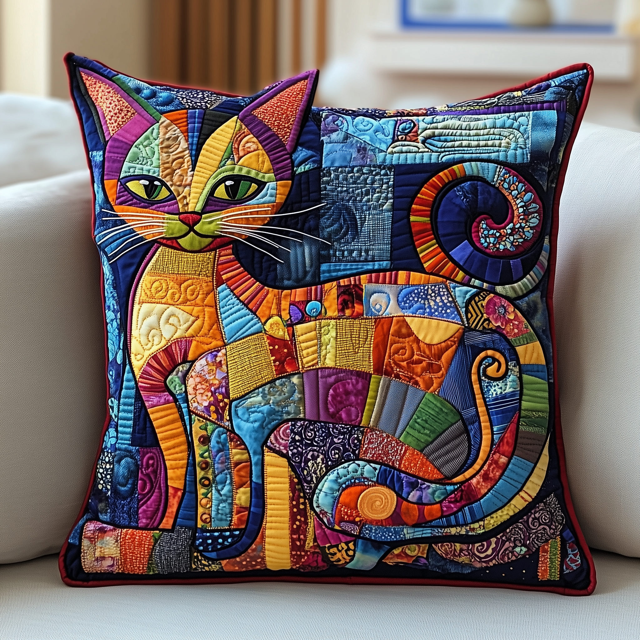 Cat Quilted Pillow Case Feel the Night's Embrace with Our Pillow Cases Cat Quilted Pillow Case Feel the Night's Embrace with Our Pillow Cases